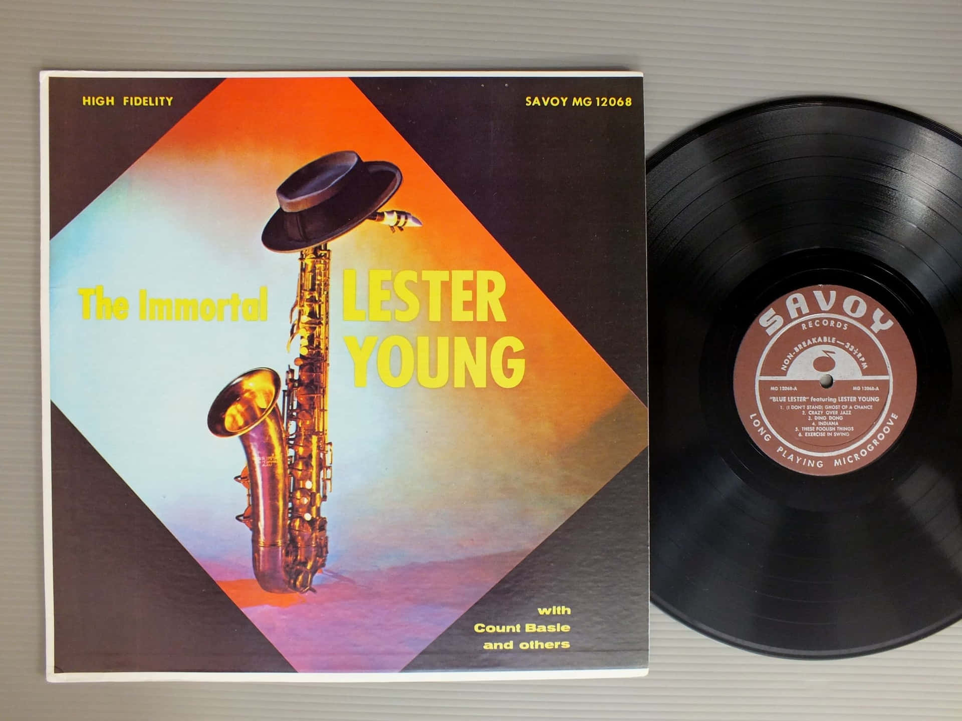 Den udødelige Lester Young Vinyl Record. Wallpaper