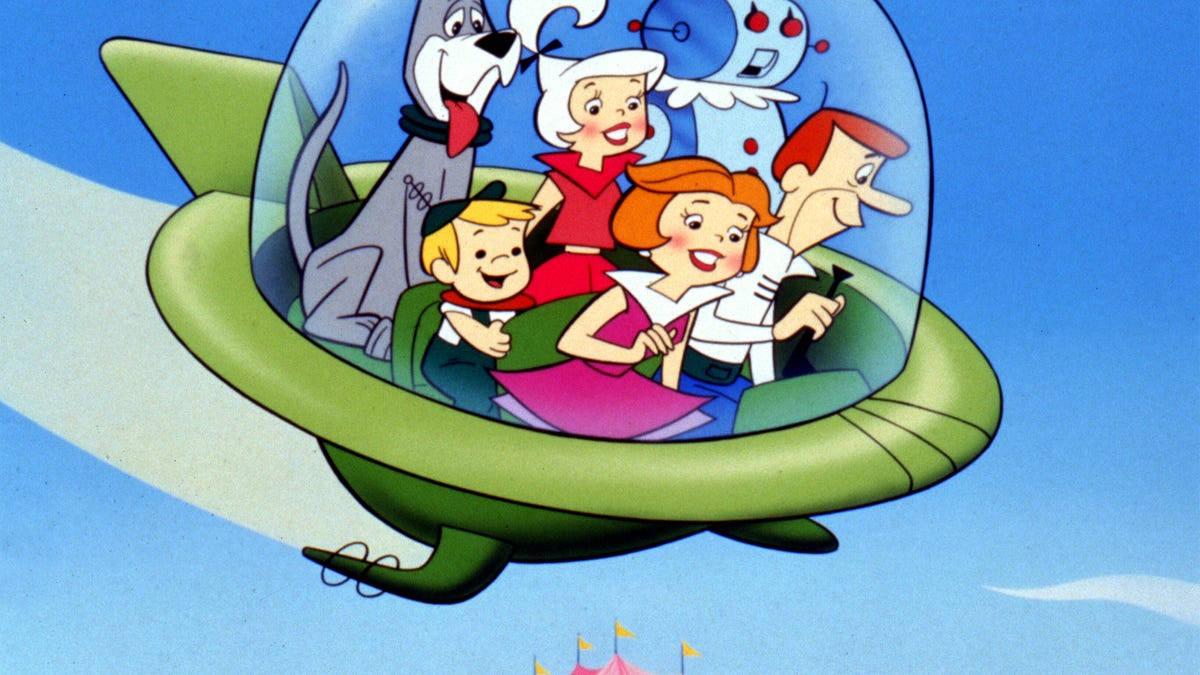 The Jetsons Descending In Space Car Wallpaper