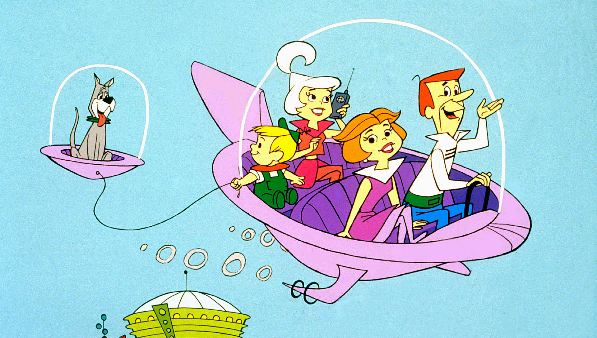 The Jetsons In Pink Space Car Wallpaper