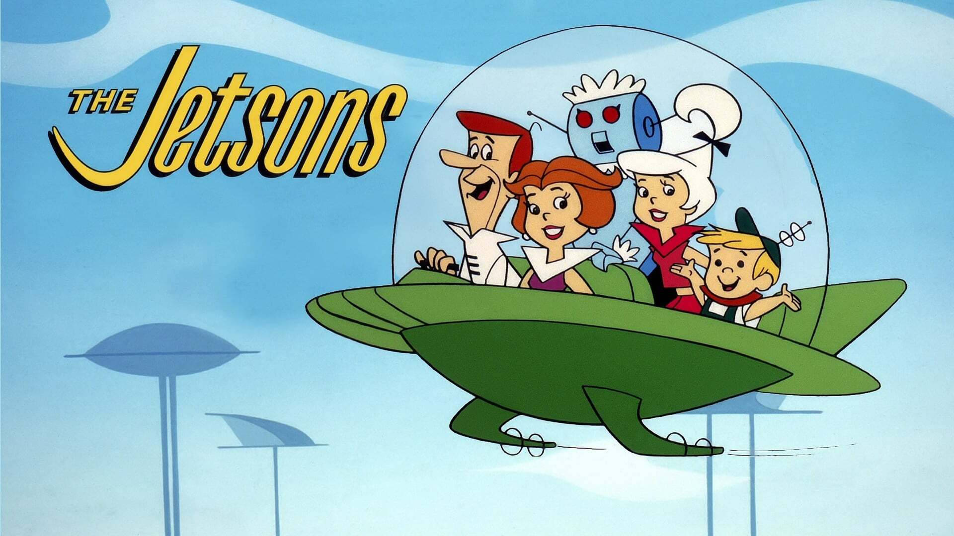 The Jetsons In Space Car With Logo Wallpaper