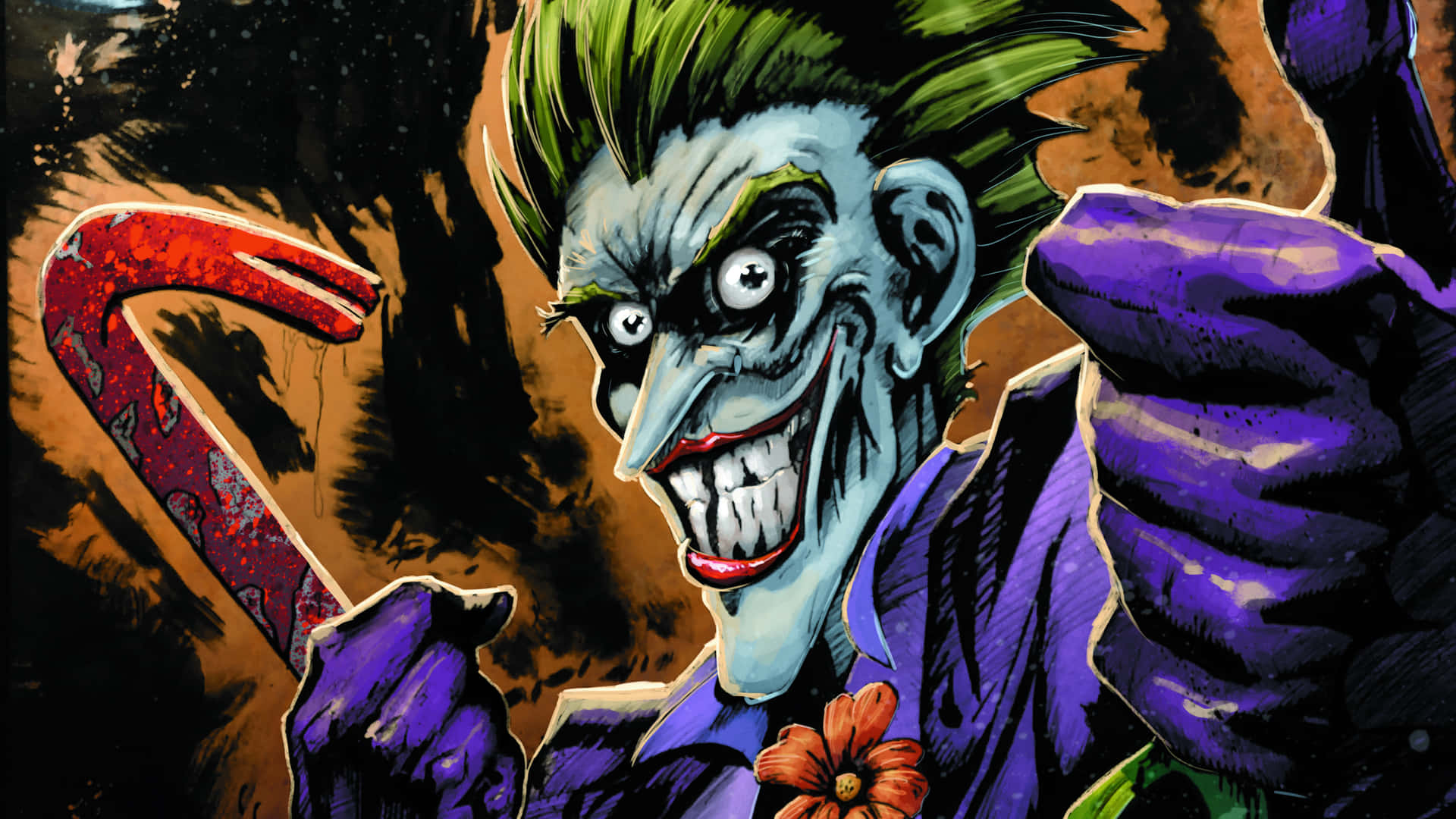 The Joker Cane Comic Drawing Wallpaper