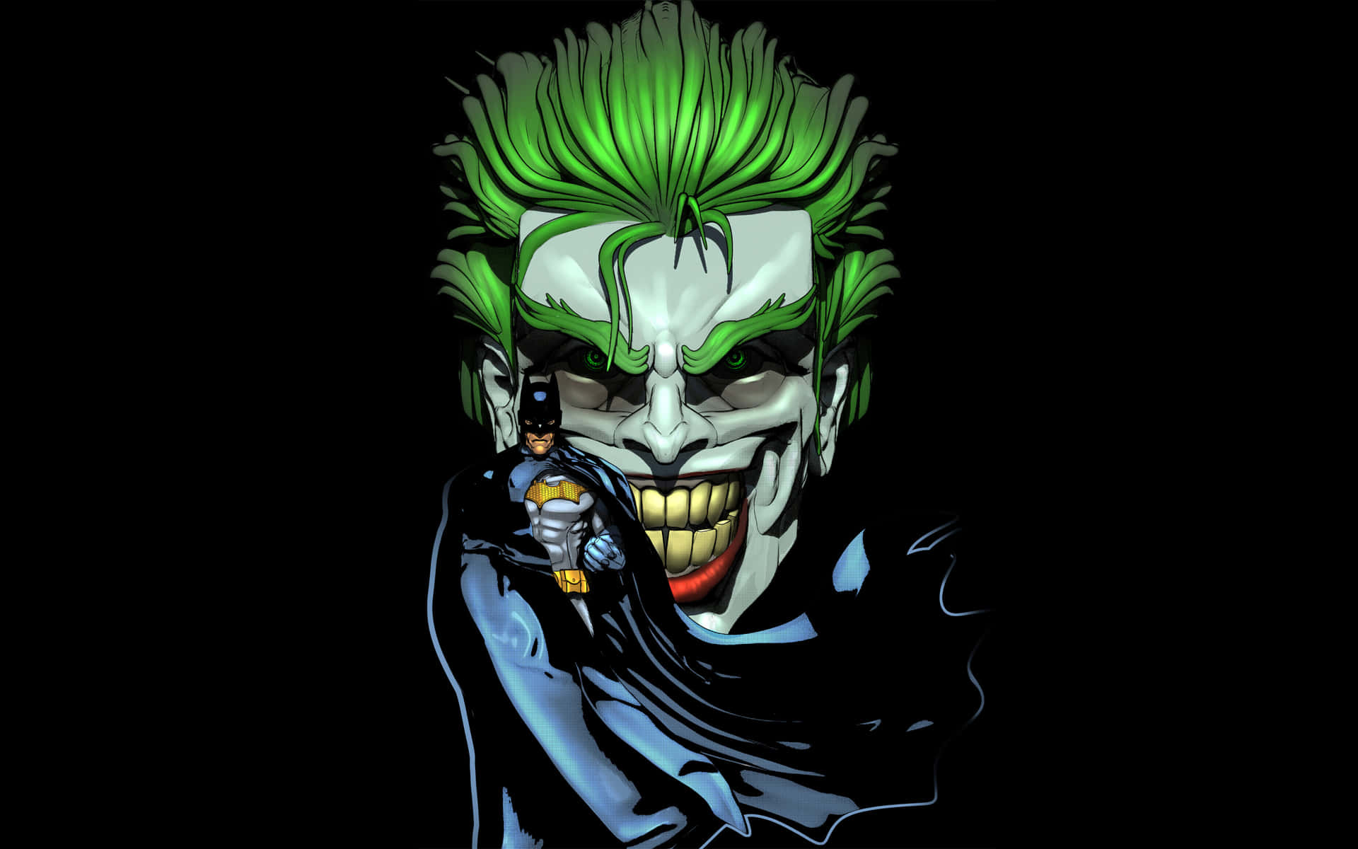 Den ikoniske skurk fra DC-tegneserier, Joker, er fremhævet på denne tapet. Wallpaper