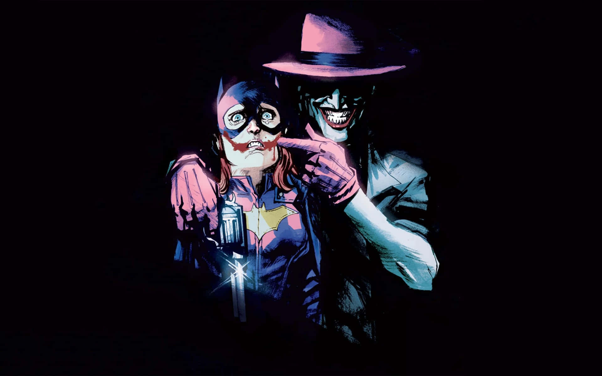 The Joker And Batman Dark Background Comic Wallpaper