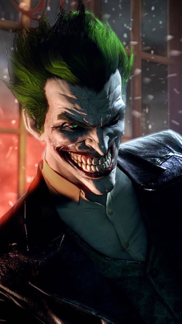 The Joker Smiling Batman Arkham iPhone Wallpaper