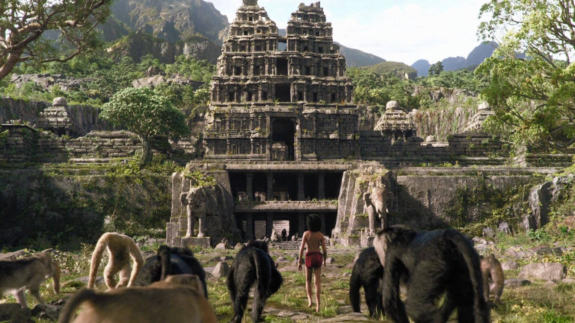 Mysterious Jungle Book Temple Amidst Verdant Greenery Wallpaper