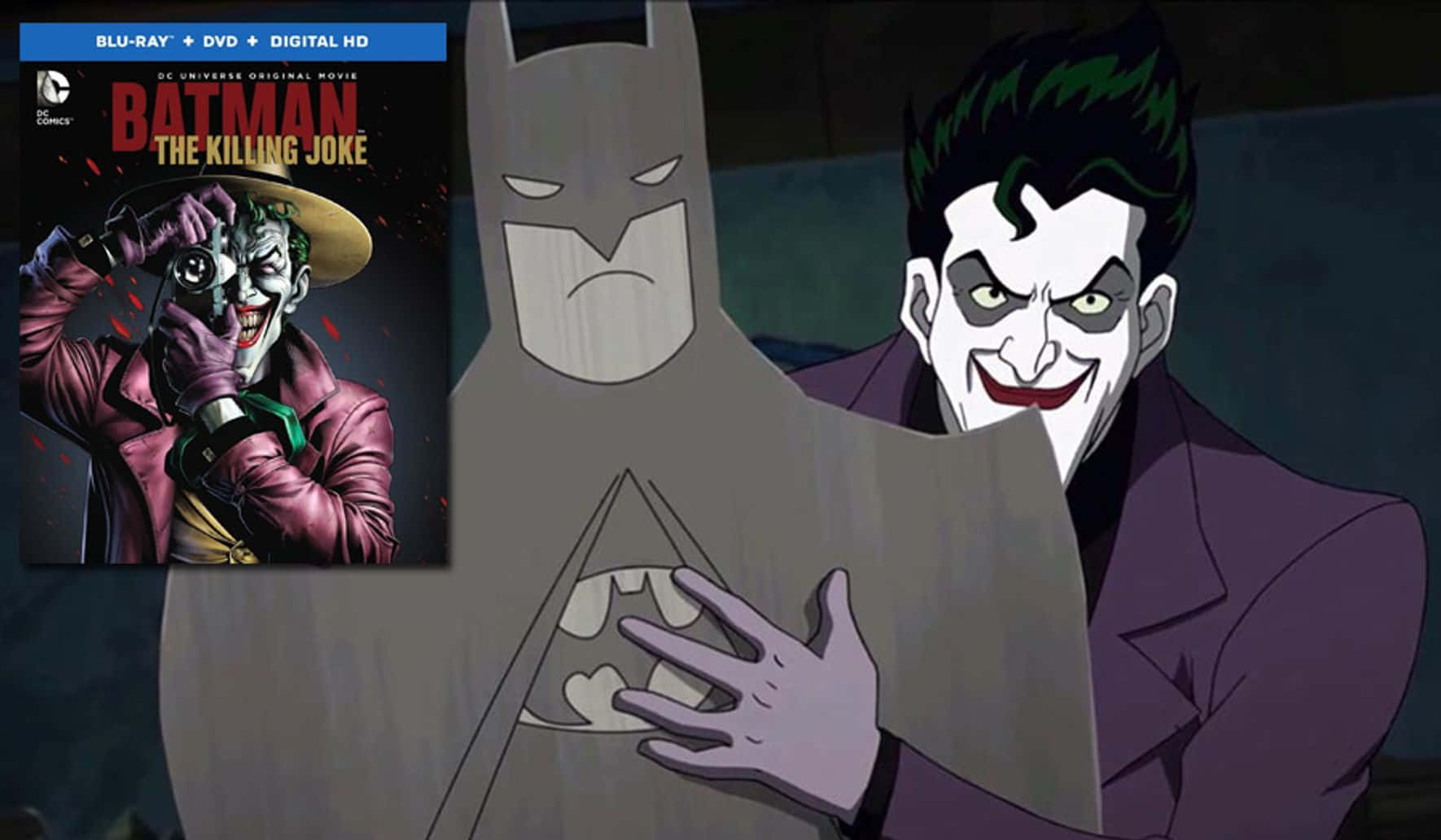 Joker standing on a wooden bridge in The Killing Joke background Wallpaper