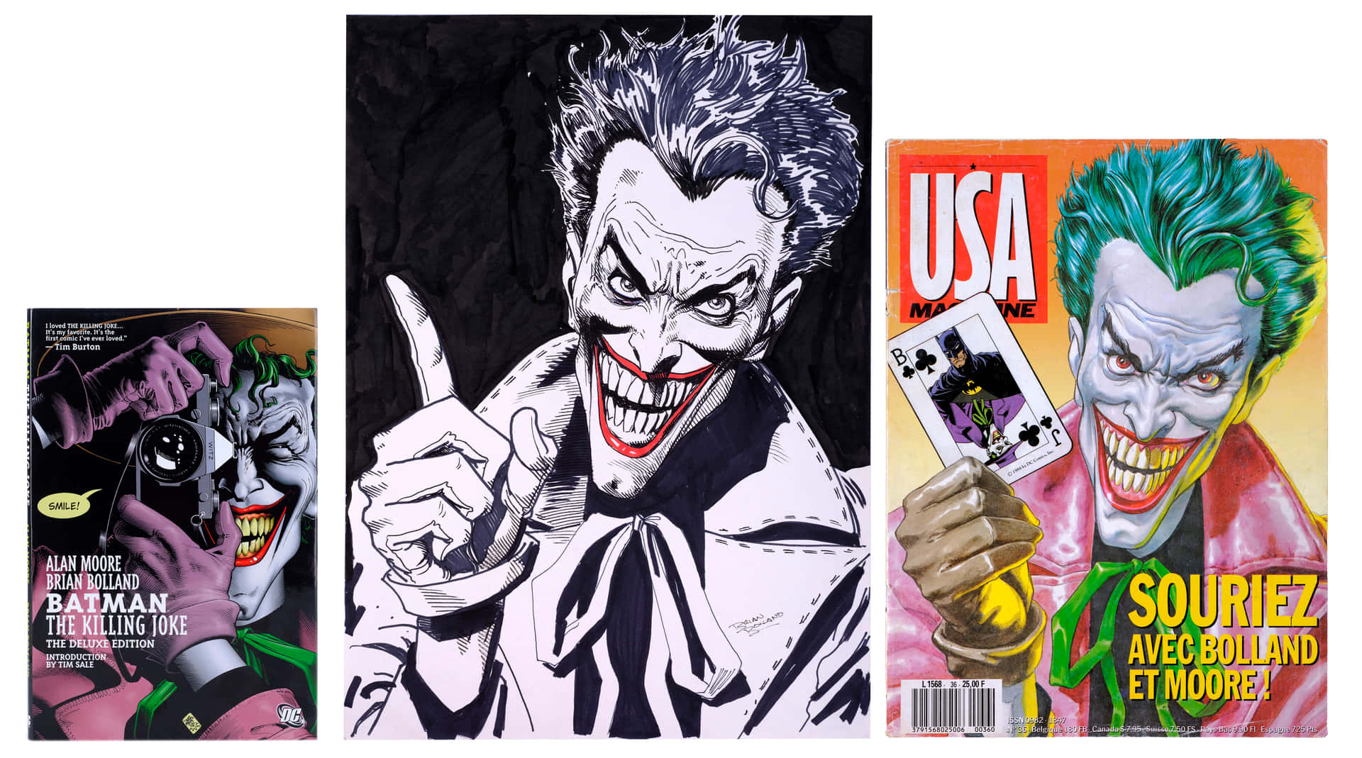 The Joker menacingly grins in the iconic art from The Killing Joke Wallpaper