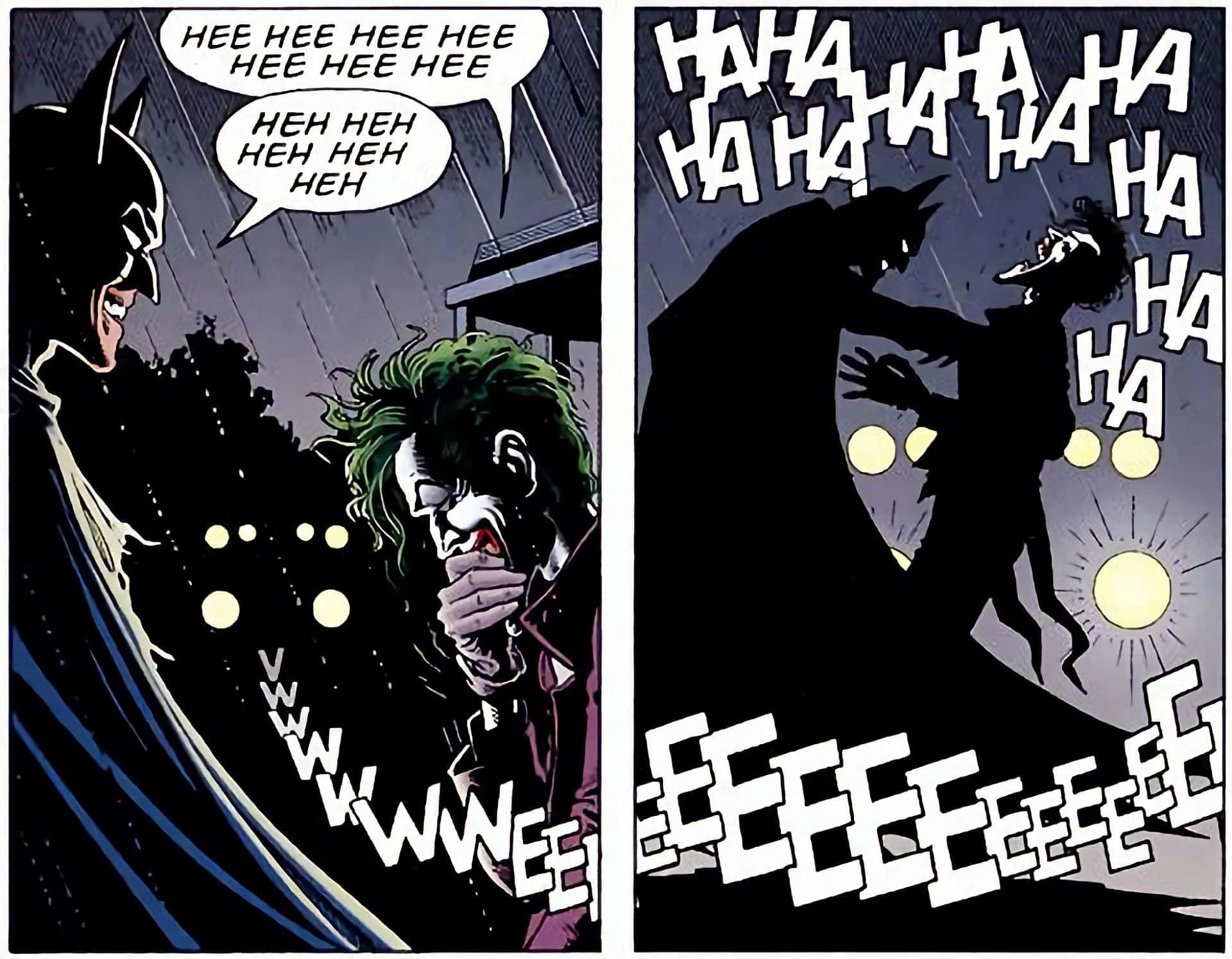 The iconic moment from The Killing Joke comic book - Joker holding a camera with a maniacal grin. Wallpaper
