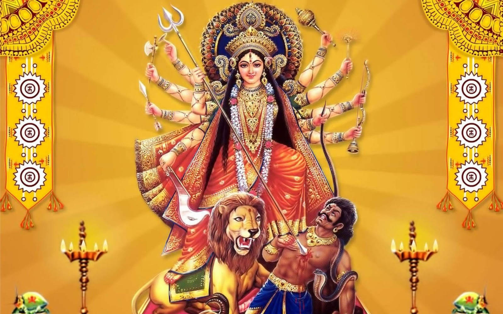 Drabet på Mahishasura af Durga Devi. Wallpaper