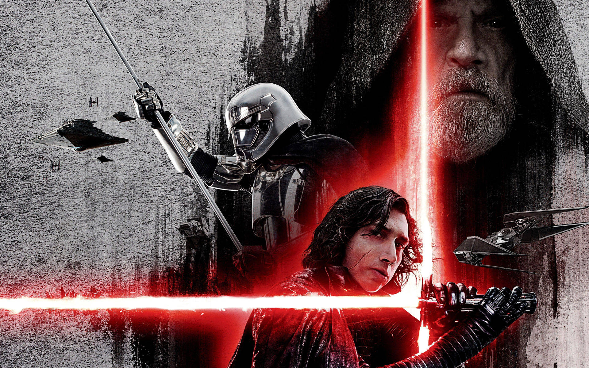 Star Wars: Den sidste jedi - Kylo Ren konfronteres af sin fjende Rey Wallpaper