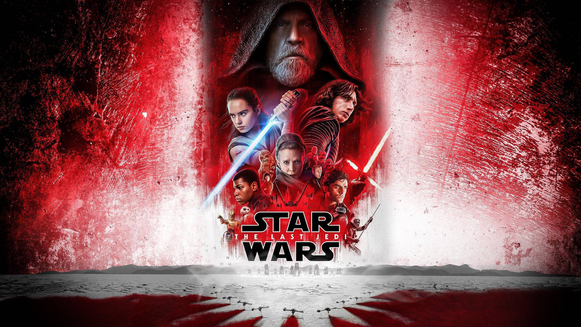 Rey and Kylo Ren navigate their complex relationship in Star Wars: The Last Jedi Wallpaper