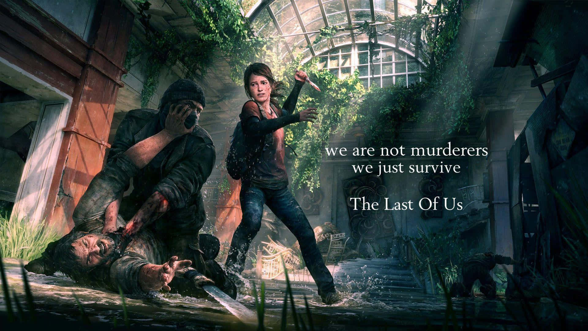 Ellie and Joel navigating through a post-apocalyptic world in The Last of Us.