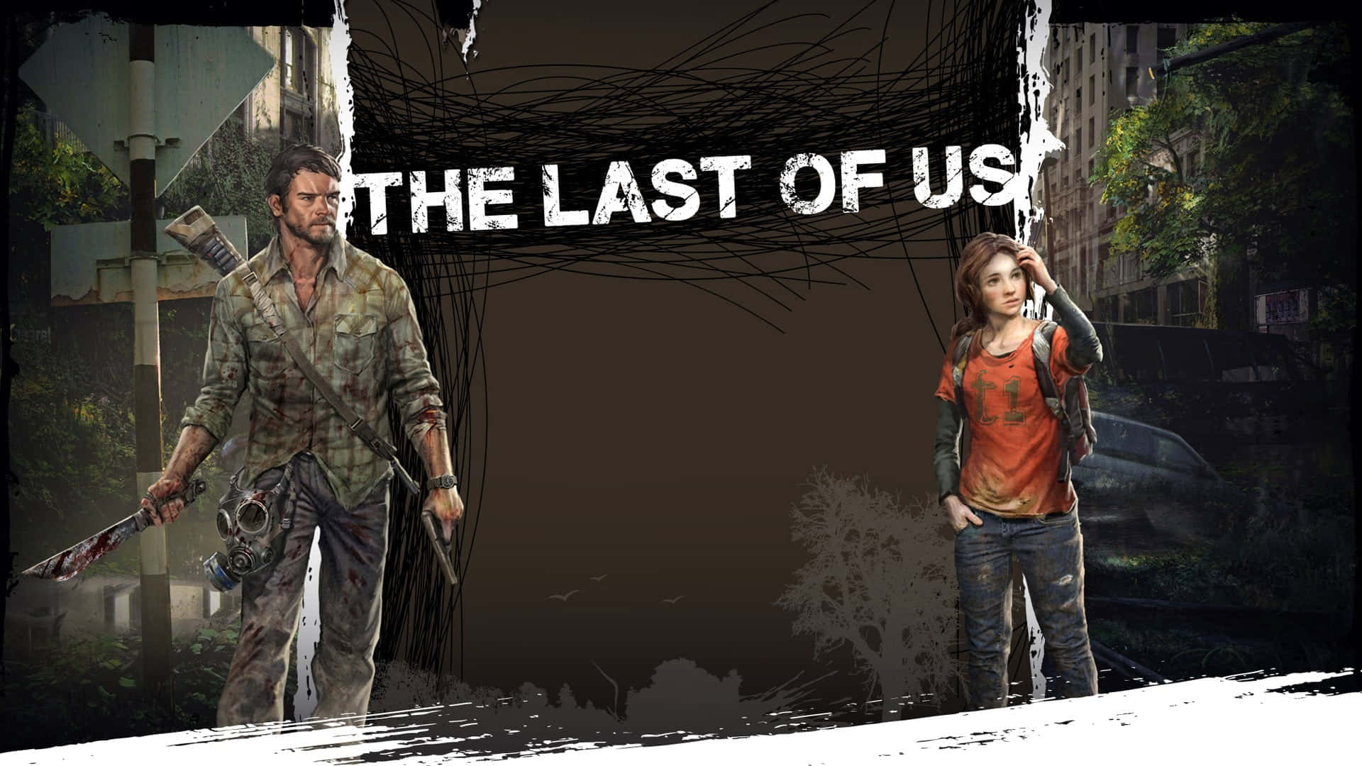 Ellie and Joel traversing a post-apocalyptic world in The Last of Us.