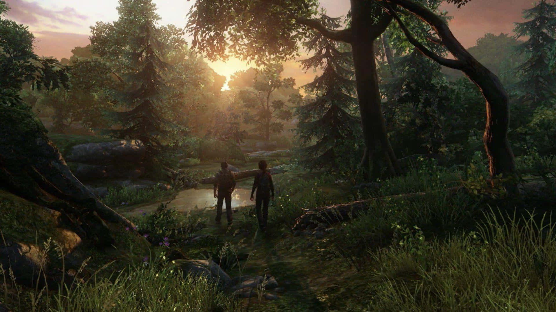 Ellie and Joel exploring a post-apocalyptic world in The Last of Us video game