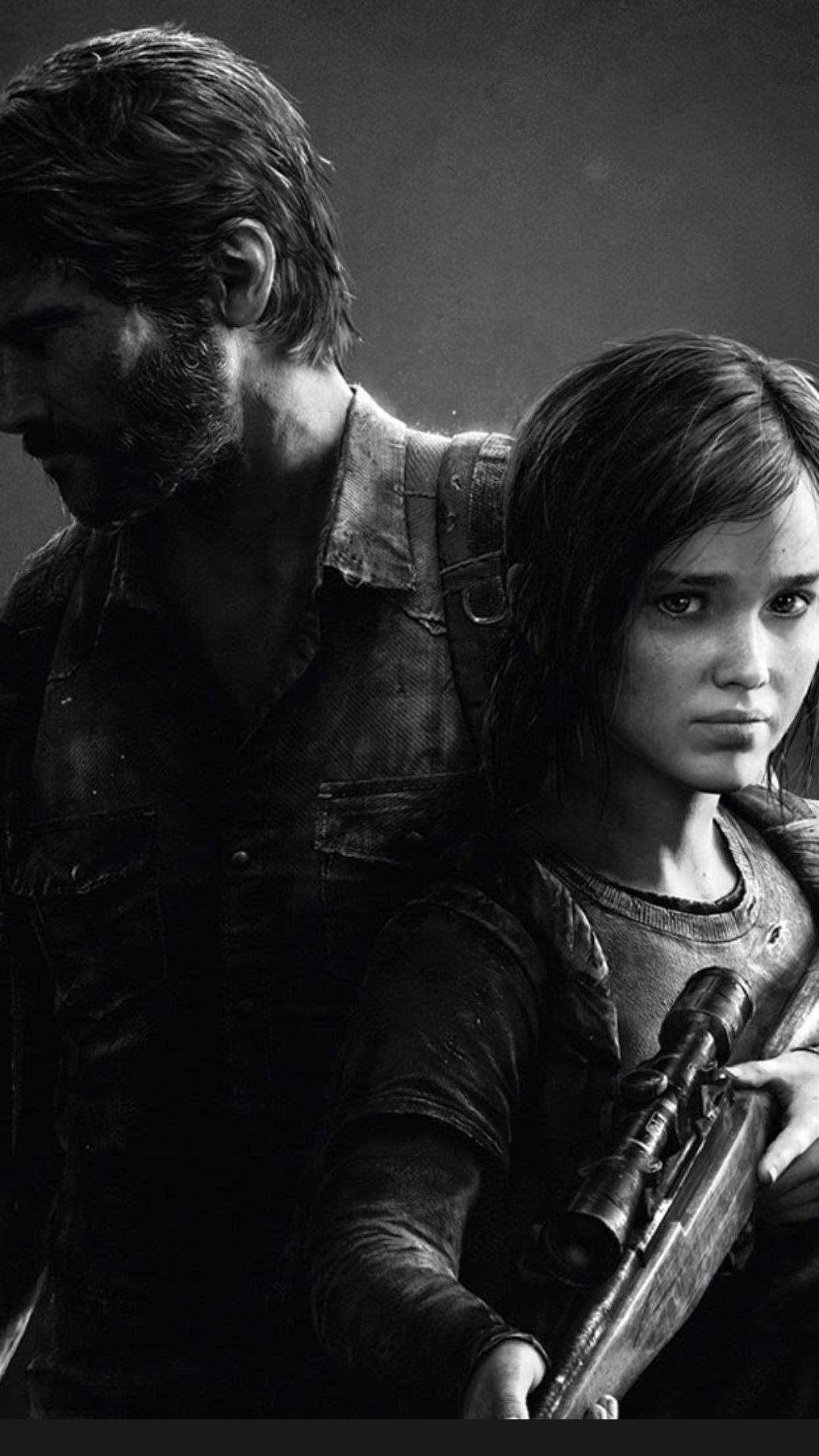 Download The Last Of Us Duo In Black And White Wallpaper 