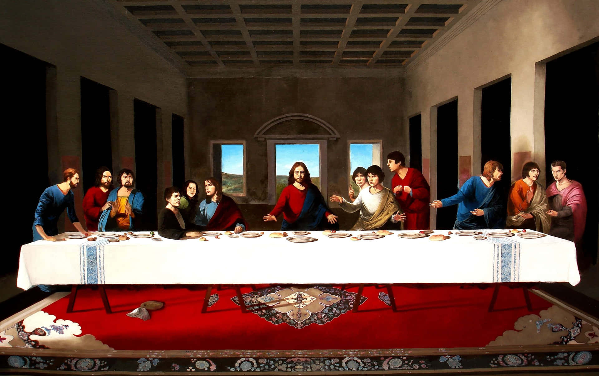 The Last Supper: A Masterpiece of Art and Symbolism Wallpaper