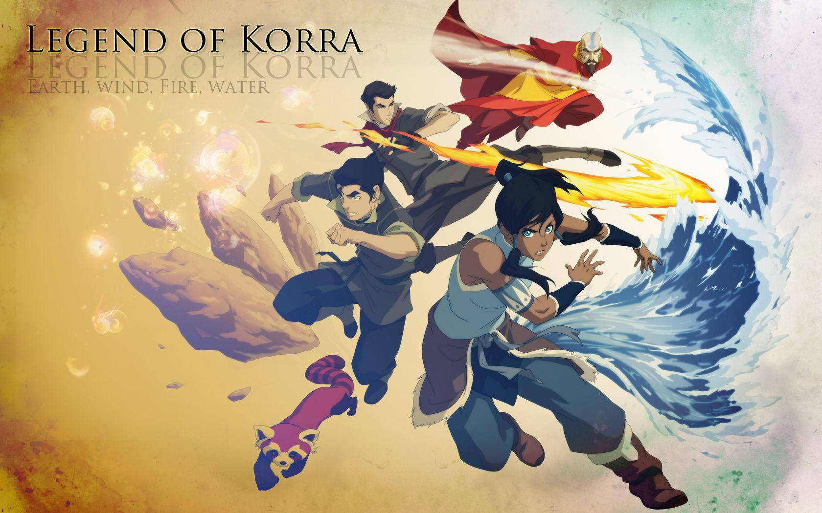 The Legend Of Korra Fire Earth Wind & Water Wallpaper