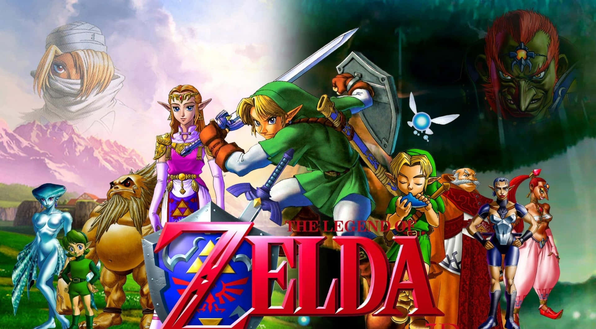 Lospersonajes De The Legend Of Zelda Se Reúnen En Una Impresionante Ilustración De Grupo. Fondo de pantalla
