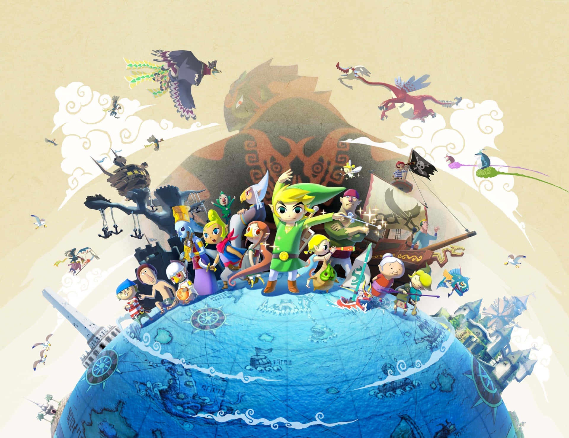 Caption: The Legend of Zelda Characters in Action Wallpaper