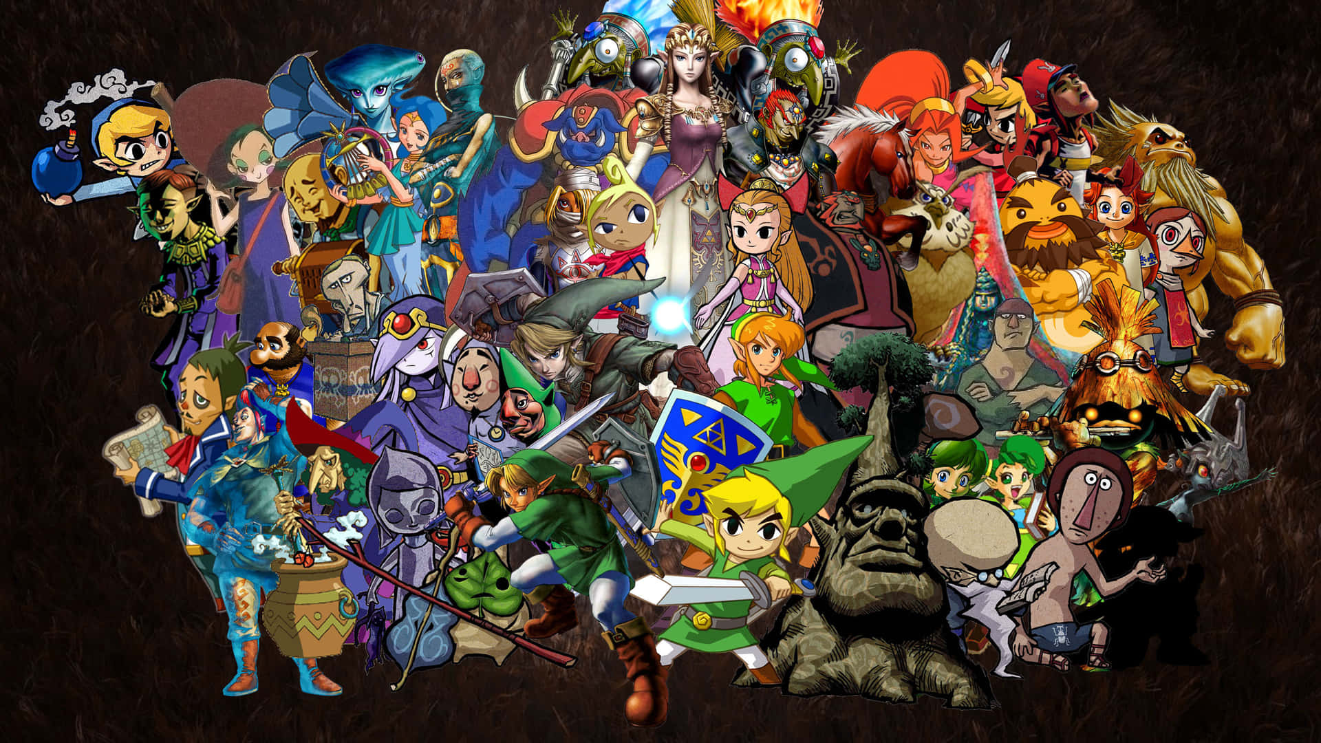 Personajesde The Legend Of Zelda - Un Retrato Épico De Grupo Fondo de pantalla