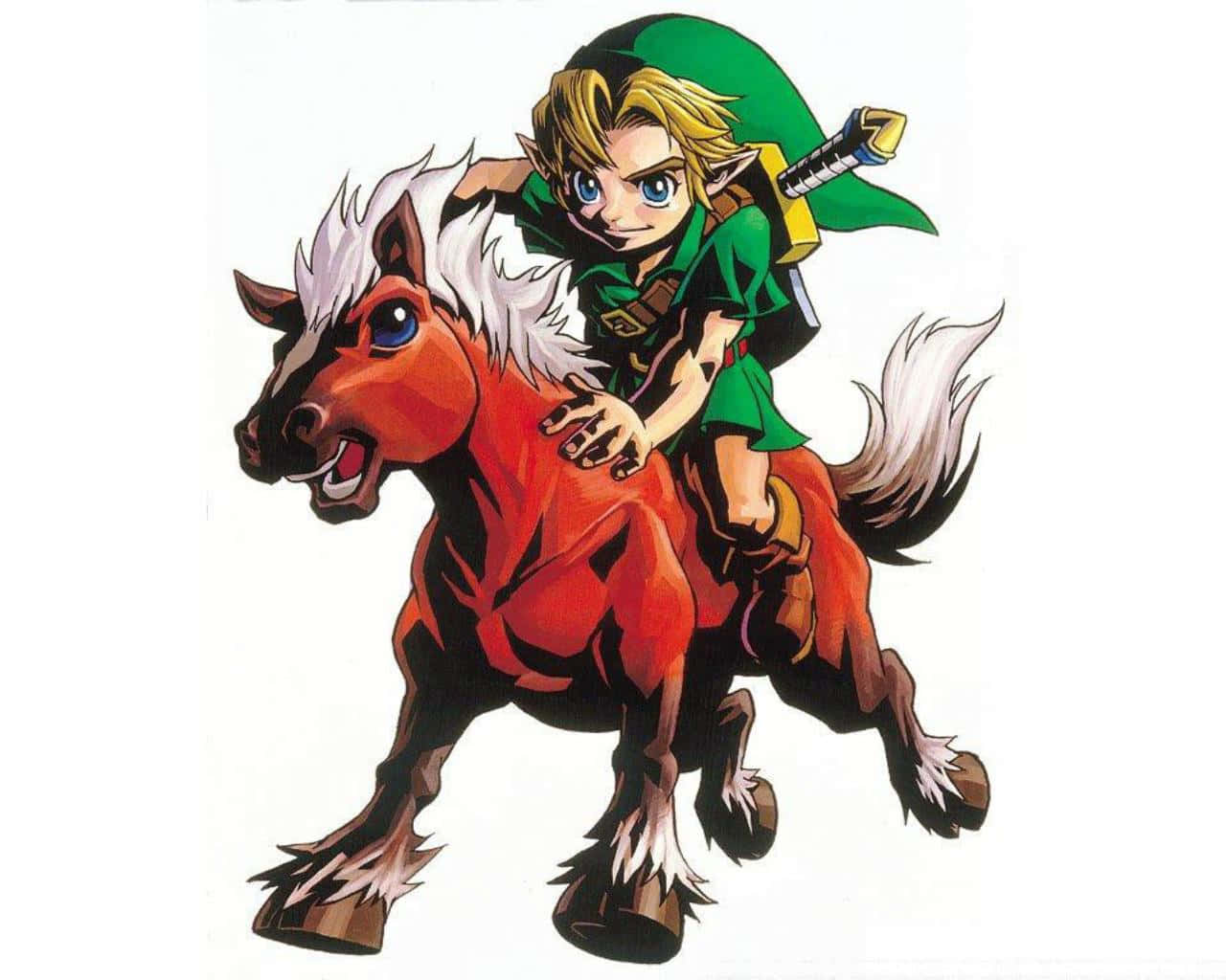 The Legend of Zelda: Epona and Link riding through the landscape Wallpaper