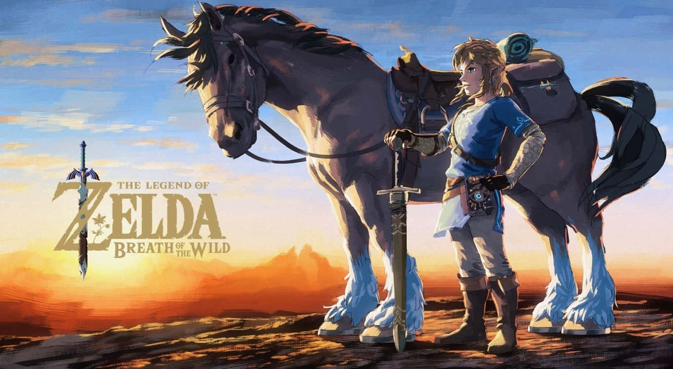 The Legend of Zelda: Epona and Link in a breathtaking adventure scene. Wallpaper