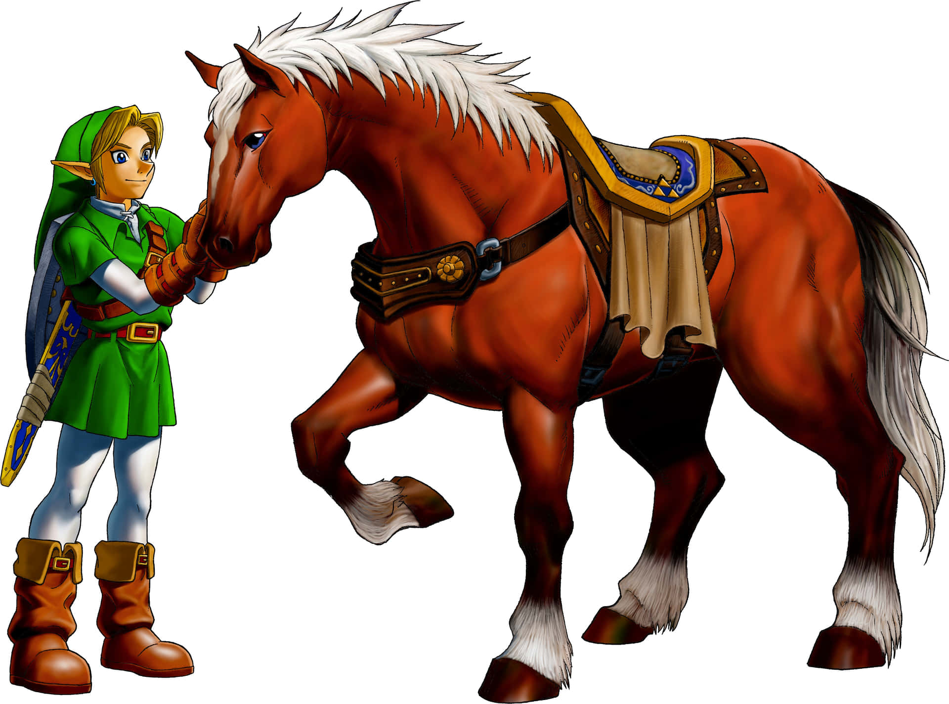 The Legend of Zelda Epona - Link riding his faithful horse Epona in a mesmerizing landscape Wallpaper
