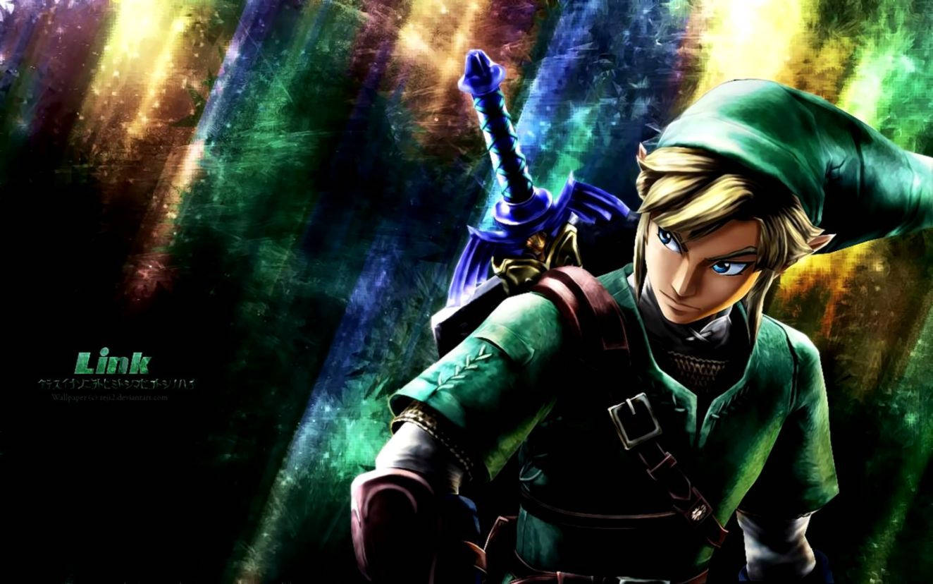 Link takes up the Master Sword in the Legend of Zelda Wallpaper