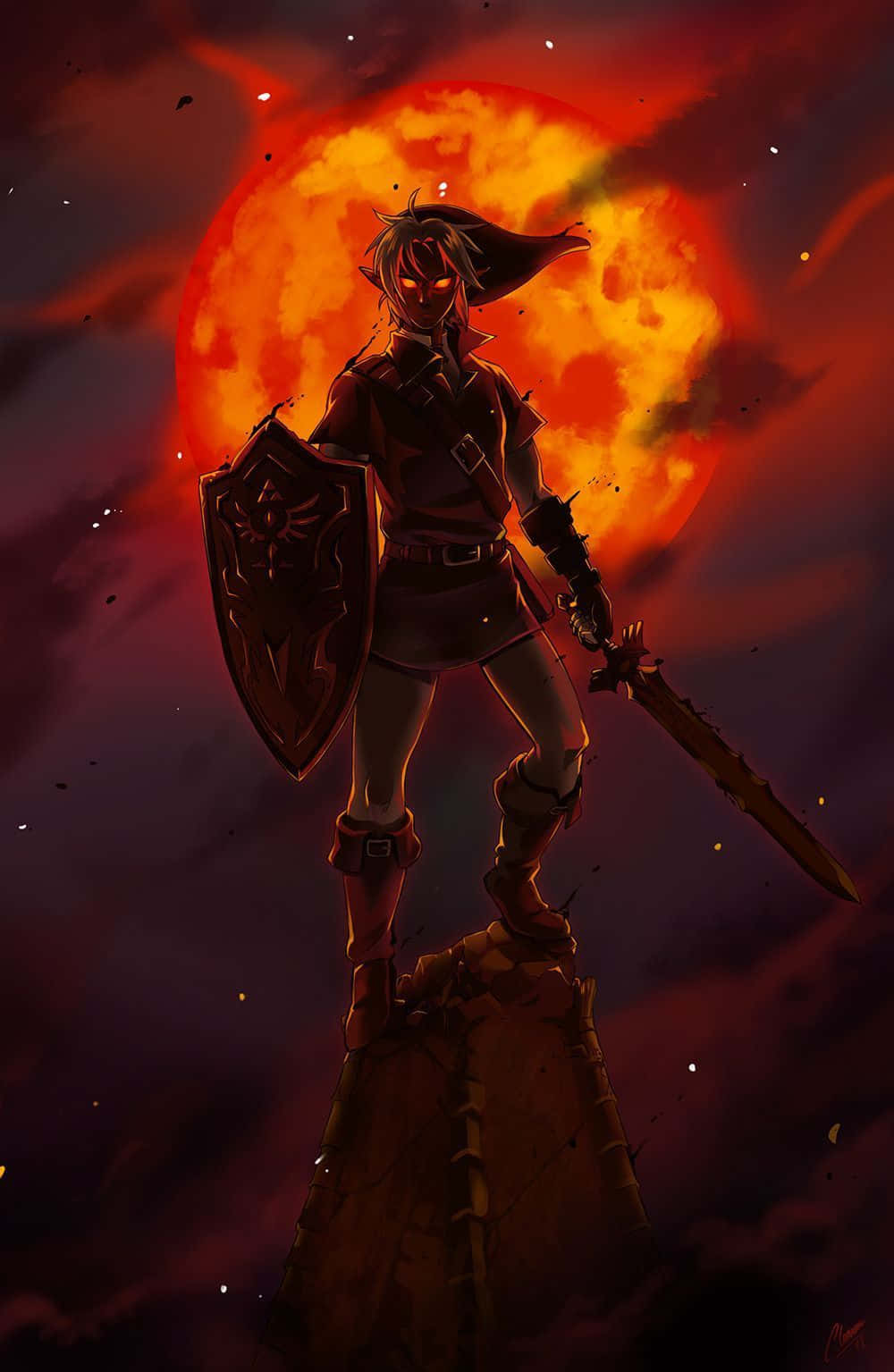 Den legendariske Zelda Iphone Fiery Sun Wallpaper Wallpaper