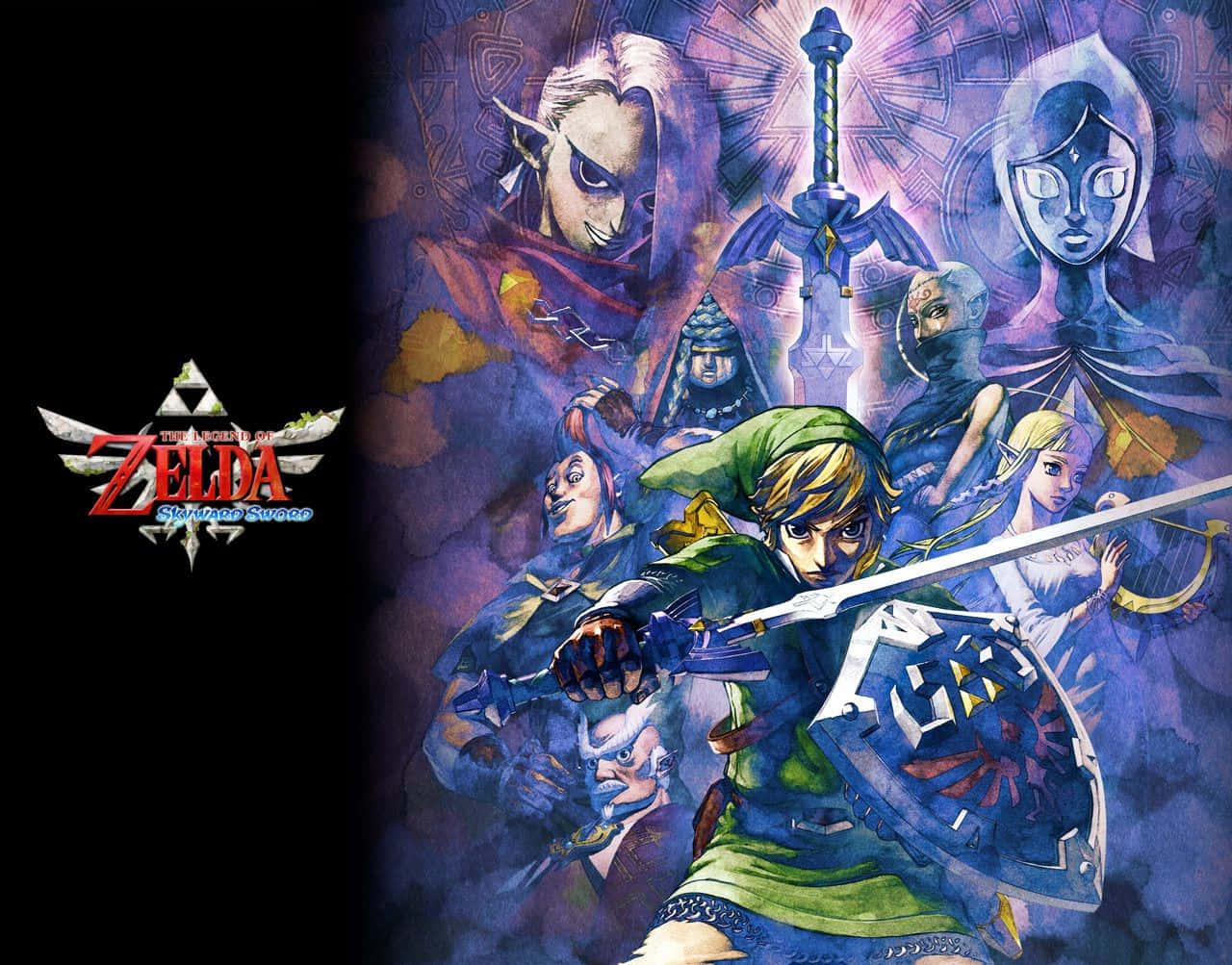 Link, the hero of The Legend of Zelda: Skyward Sword, takes flight in the breathtaking skies. Wallpaper