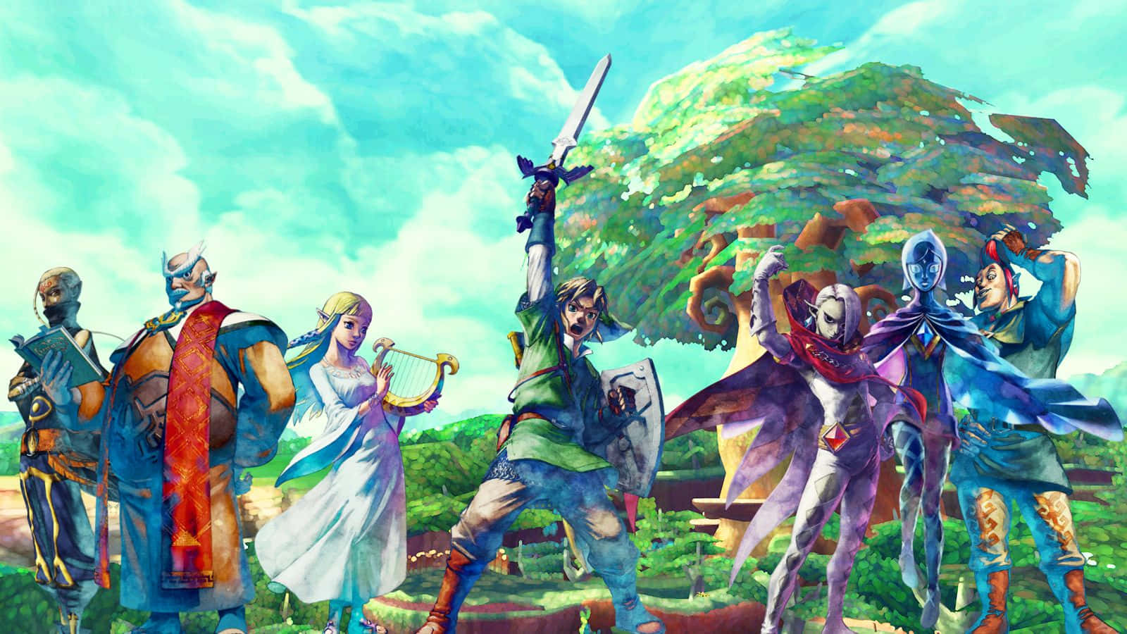 Link holding the sacred Goddess Sword, Skyward Sword version Wallpaper
