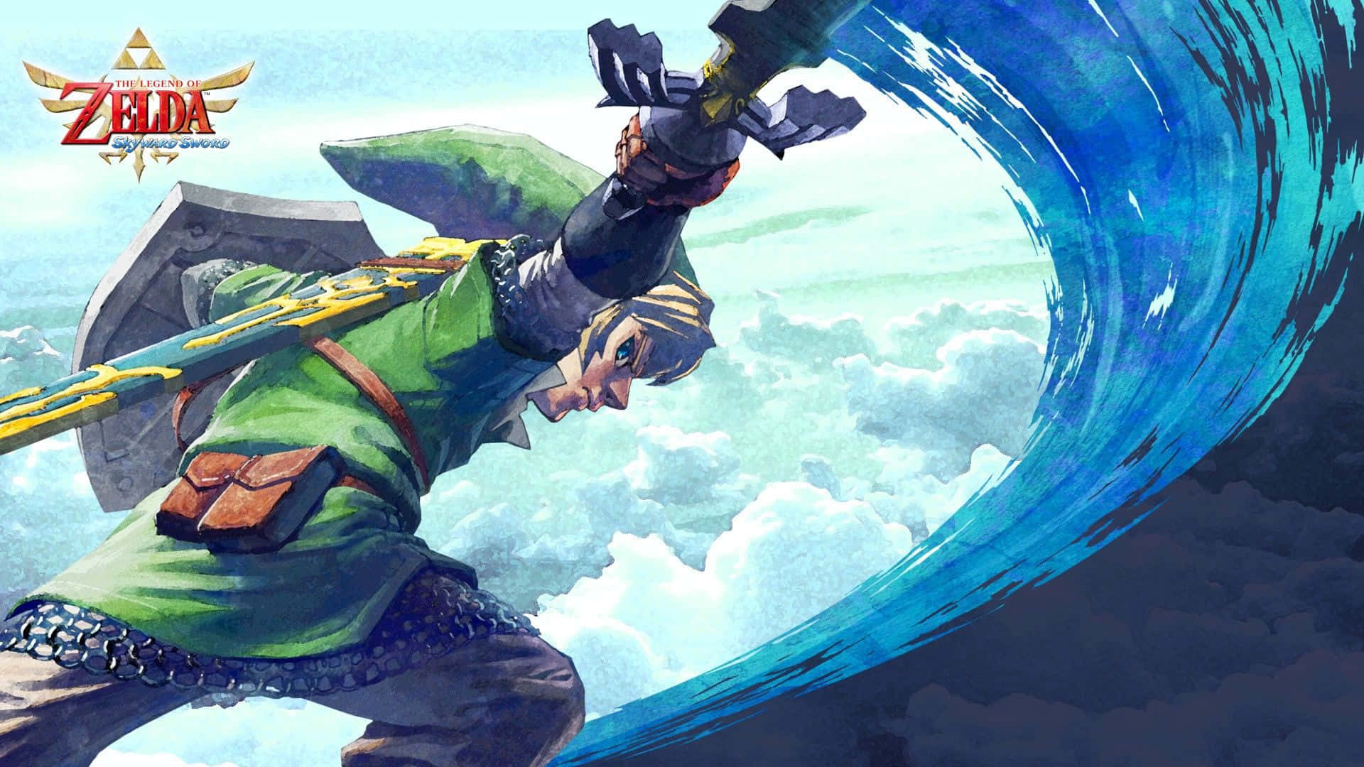 Link flying on a Loftwing in The Legend of Zelda: Skyward Sword Wallpaper