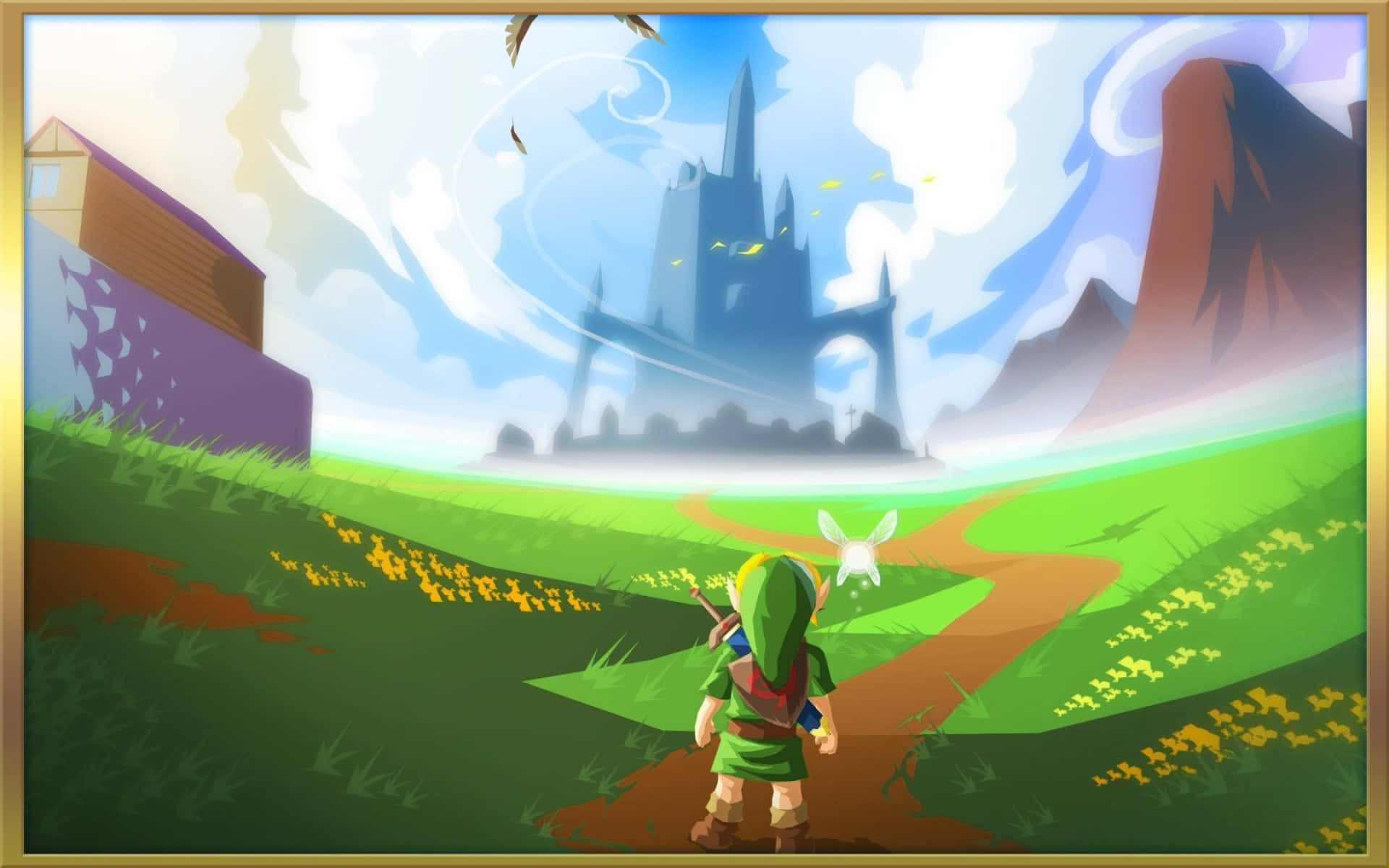 Link and Zelda in a Vibrant Adventure Wallpaper