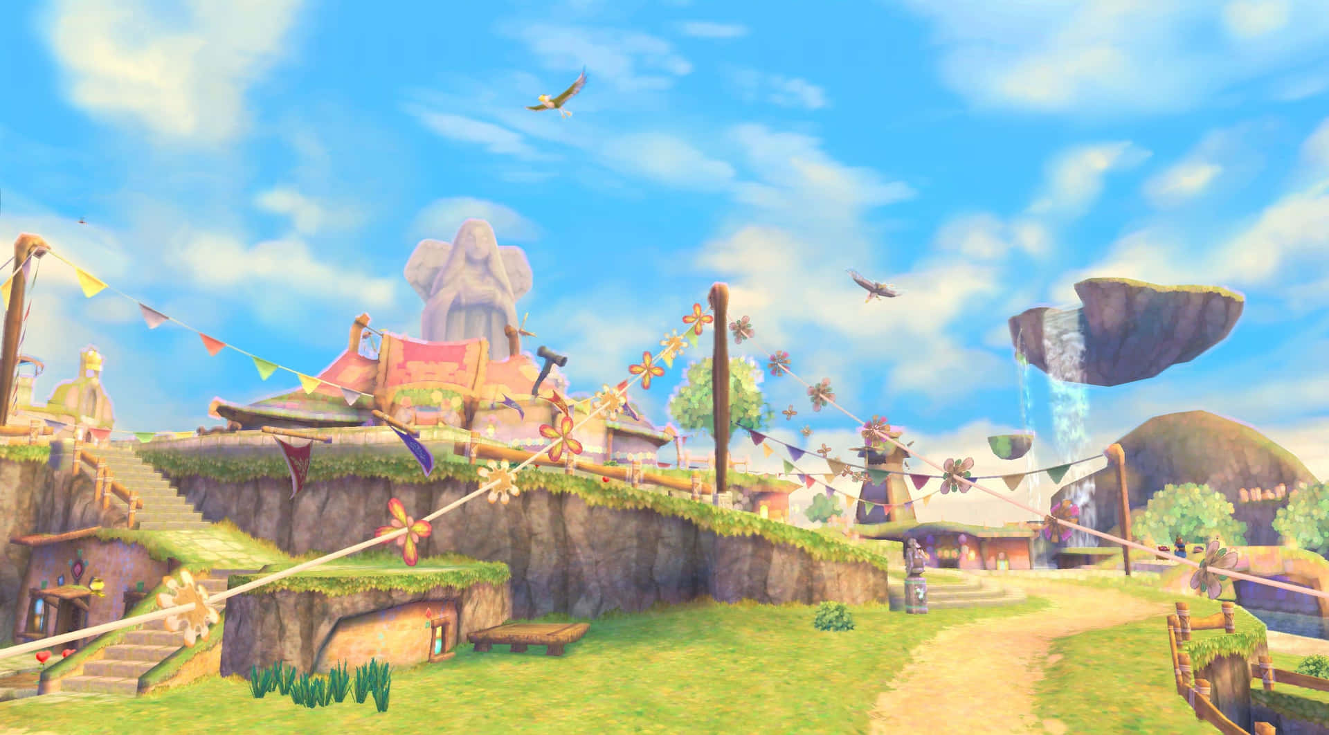 Laleyenda De Zelda: Skyward Sword - Héroe Y Aventura En Un Hermoso Paisaje Fondo de pantalla
