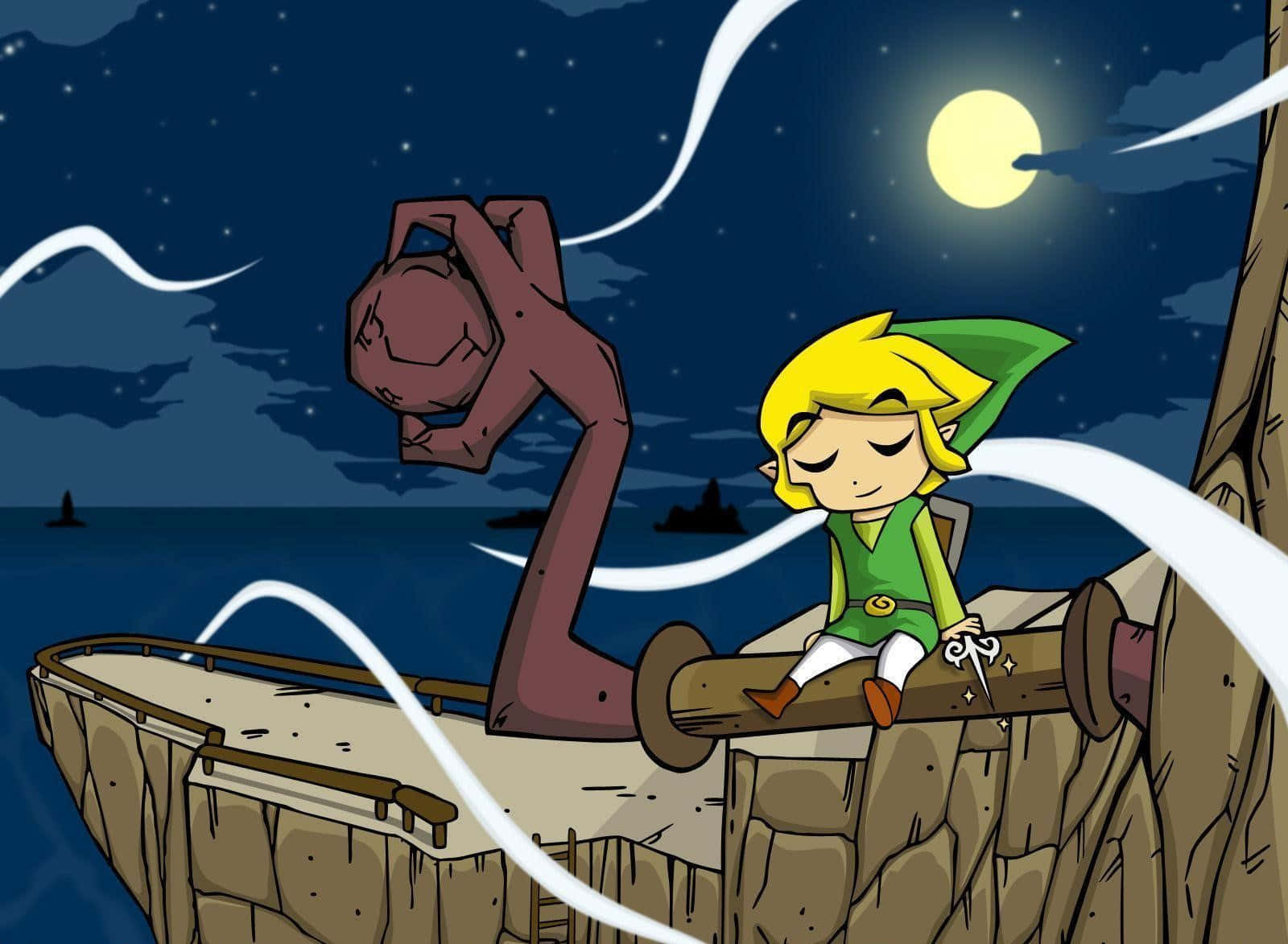 Link embarks on a daring adventure in The Legend of Zelda: The Wind Waker Wallpaper