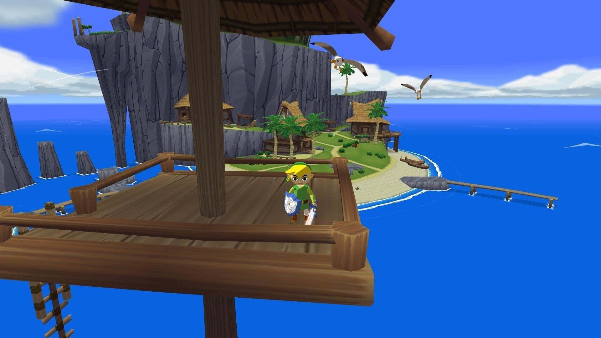 Laleyenda De Zelda: The Wind Waker - Link Navegando A Través Del Gran Mar. Fondo de pantalla