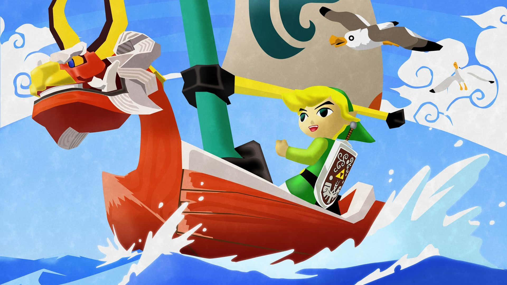 Adventure on the Open Sea with Link - The Legend of Zelda: The Wind Waker Wallpaper