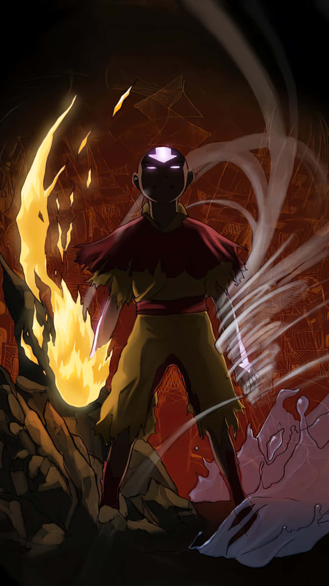 "the Legendary Avatar Aang: The Master Of All Four Elements" Wallpaper