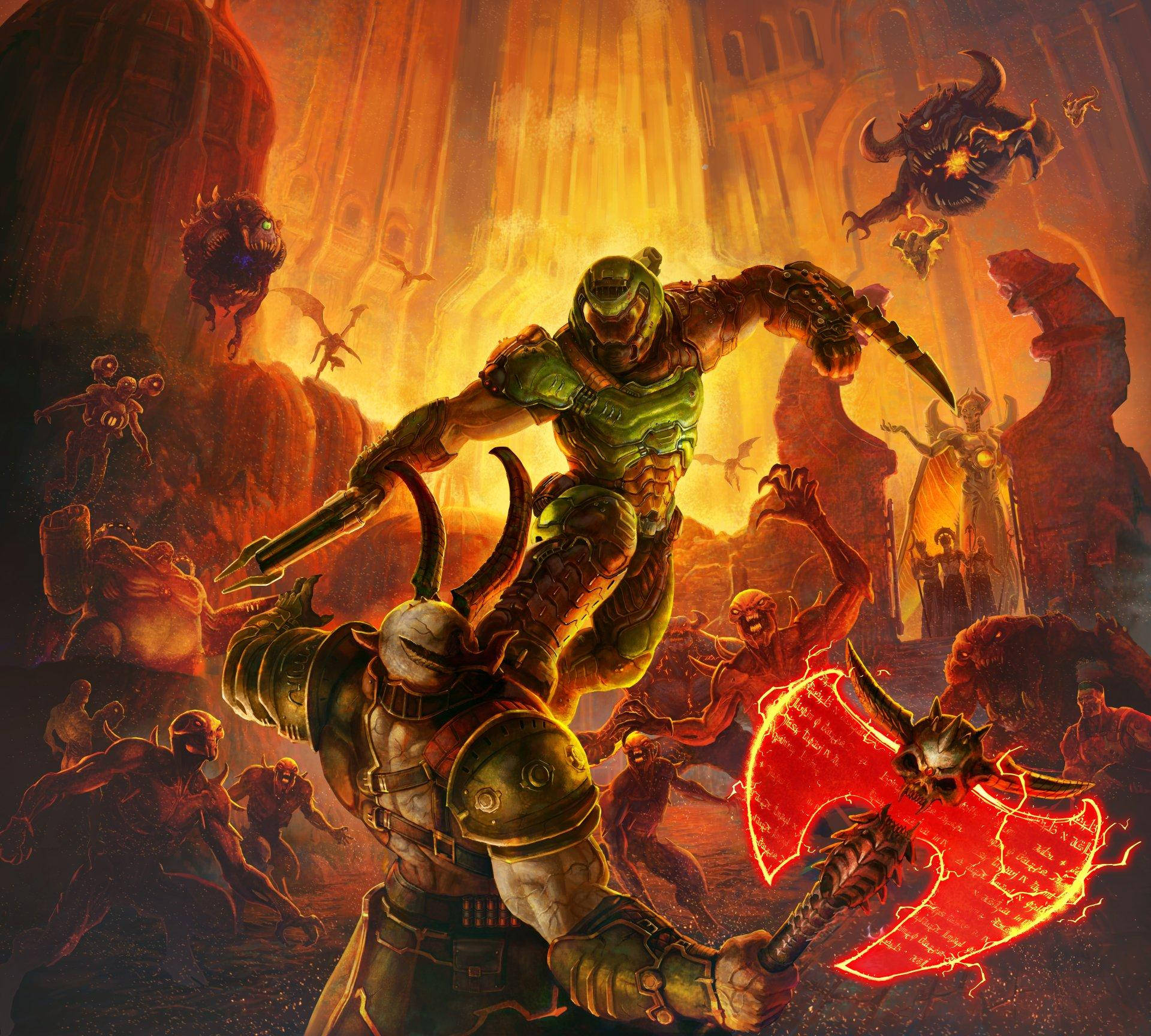 "the Legendary Doom Hd: An Intense Demon Slaying Journey" Wallpaper
