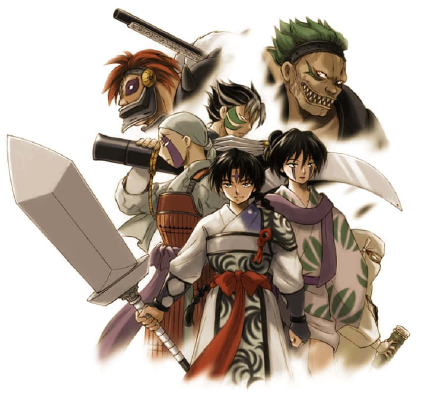 The Legendary Shichinintai Team In A Powerful Stand In A Forest Wallpaper