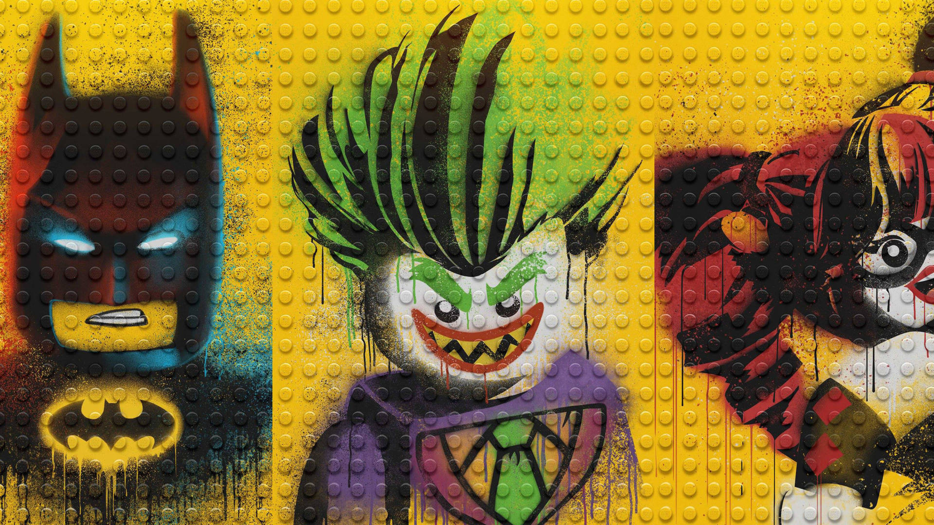 Oartístico Aquarela Dos Vilões Do Filme Lego Batman. Papel de Parede