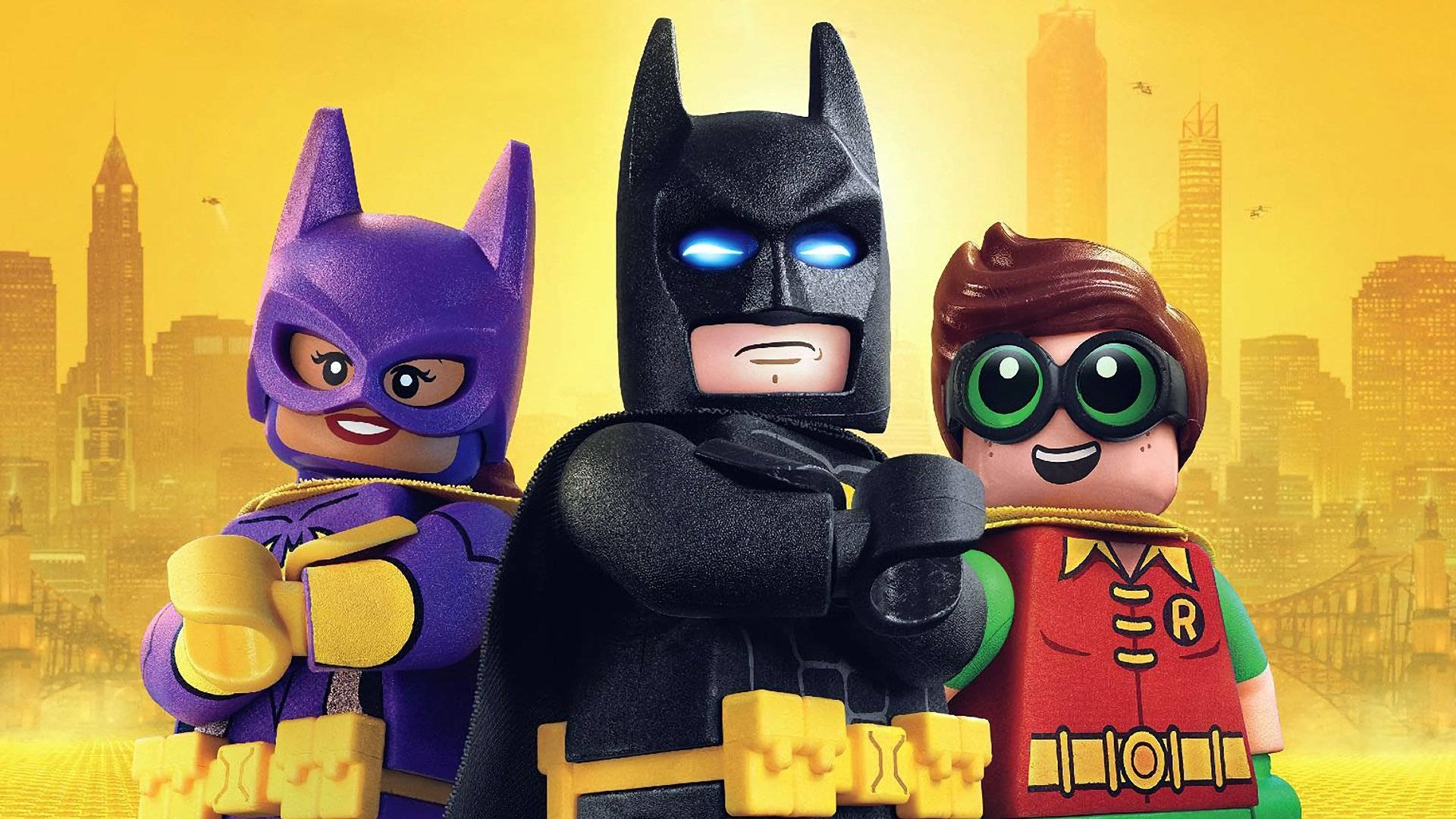 Den Lego Batman Film Trio Skrivebords Wallpaper Wallpaper