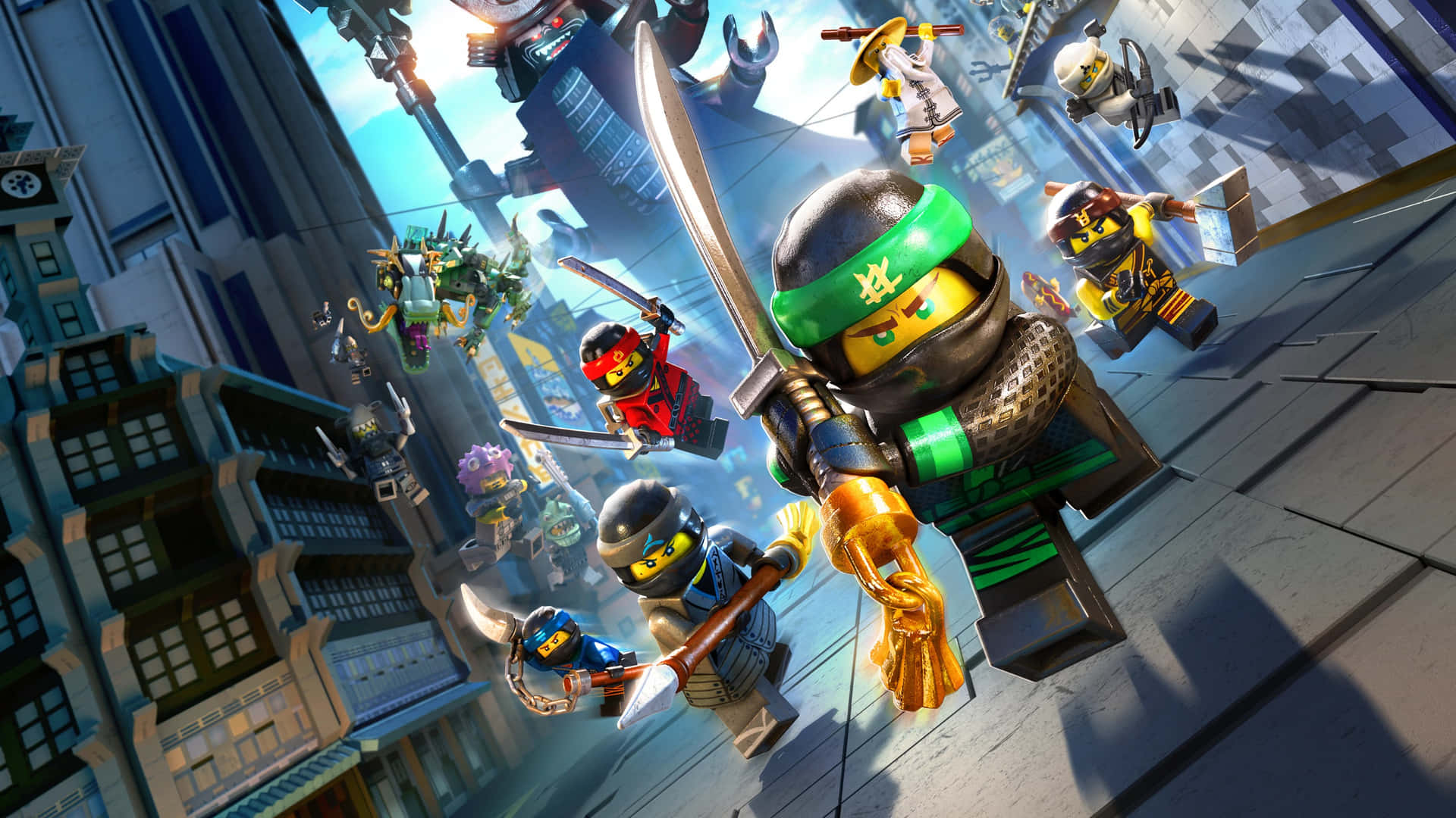 The Lego Ninjago Movie Lord Garmadon Chasing Ninjas Wallpaper