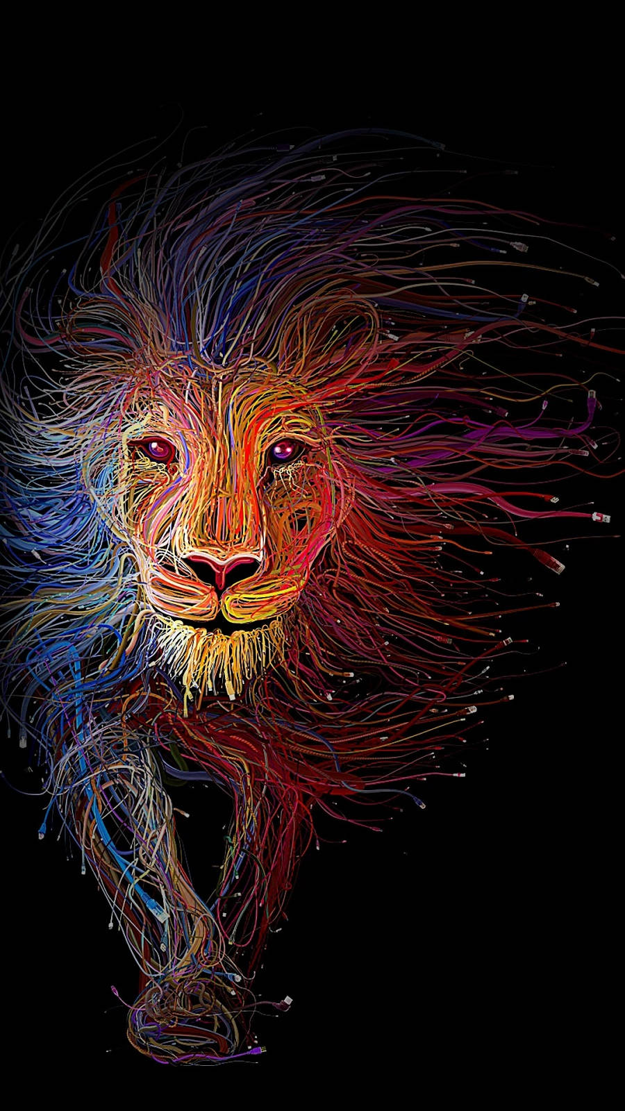 Majestic Lion of Lyon: Artistic Cable Sculpture on Infinix Wallpaper