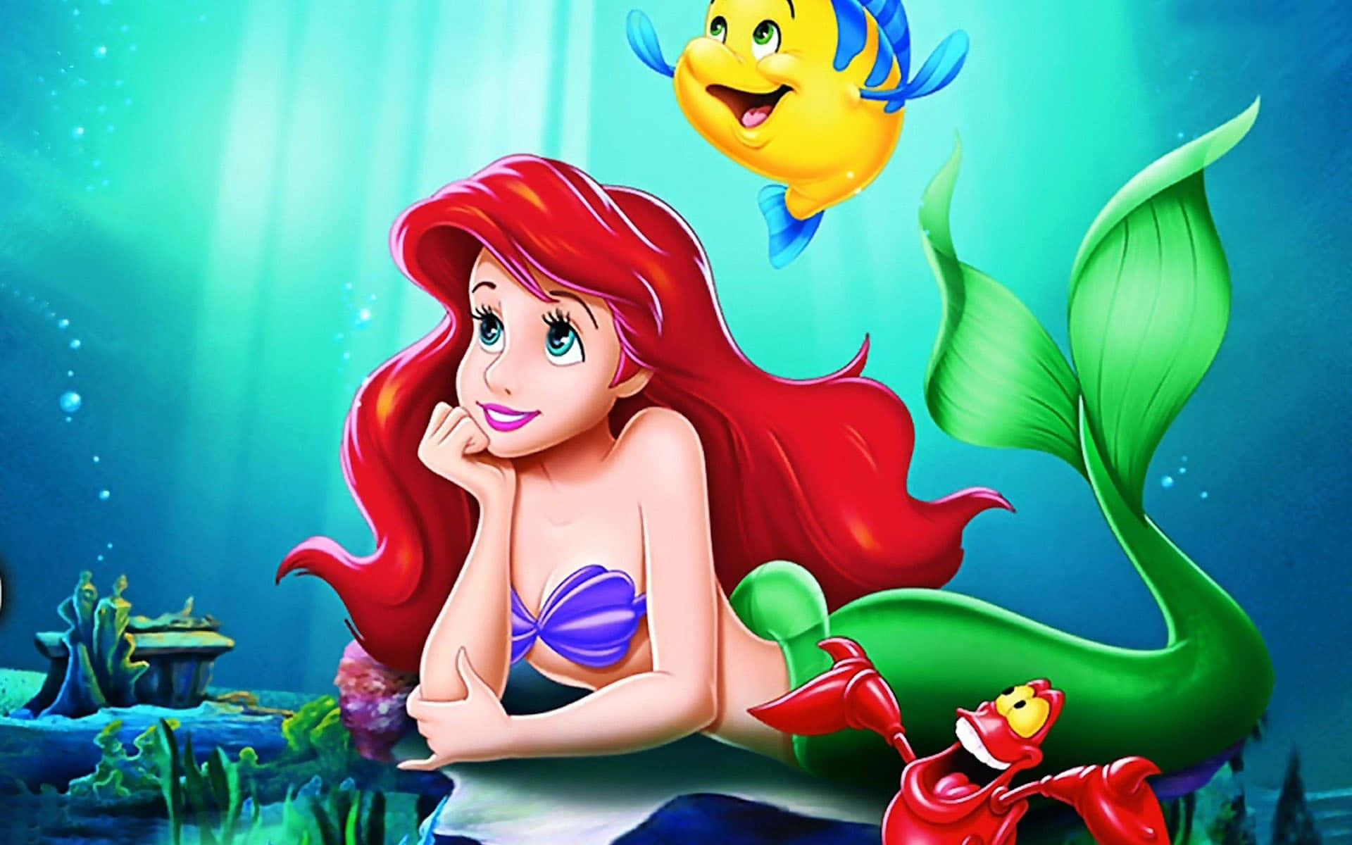 Ariel, the Little Mermaid wishing upon a star.