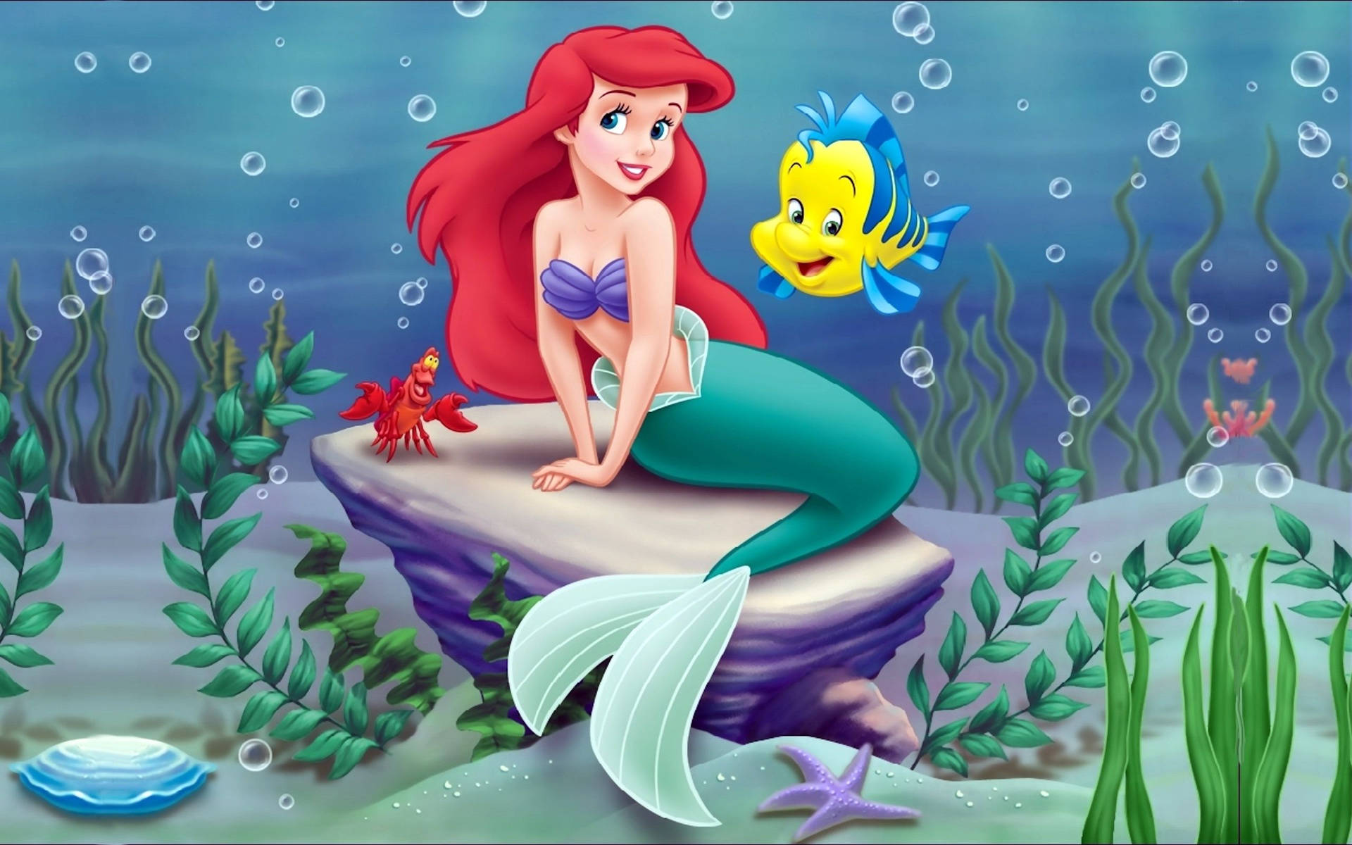The Little Mermaid Ariel And Flounder Wallpaper