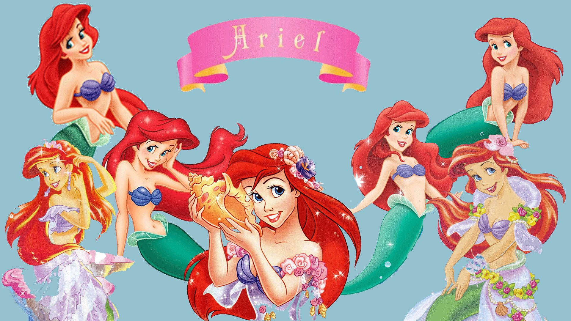 Apequena Sereia Princesa Ariel. Papel de Parede