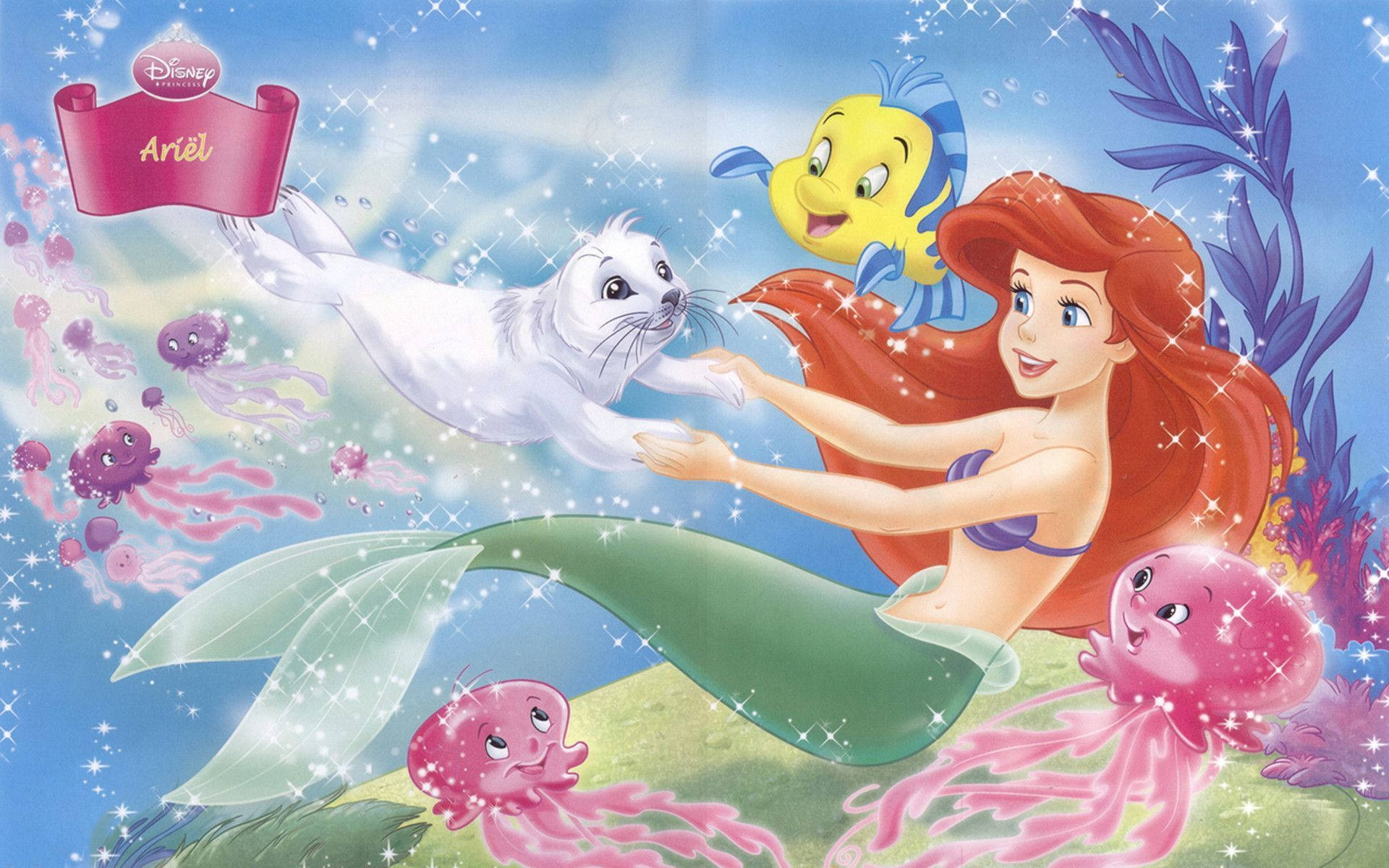 The Little Mermaid With Sea Lion Wallpaper
