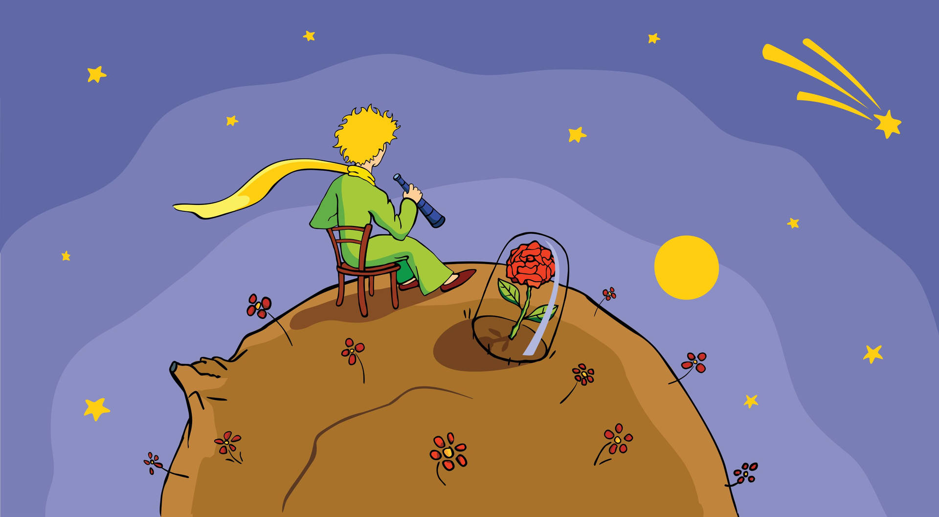 The Little Prince Sitting On Chair Wallpaper