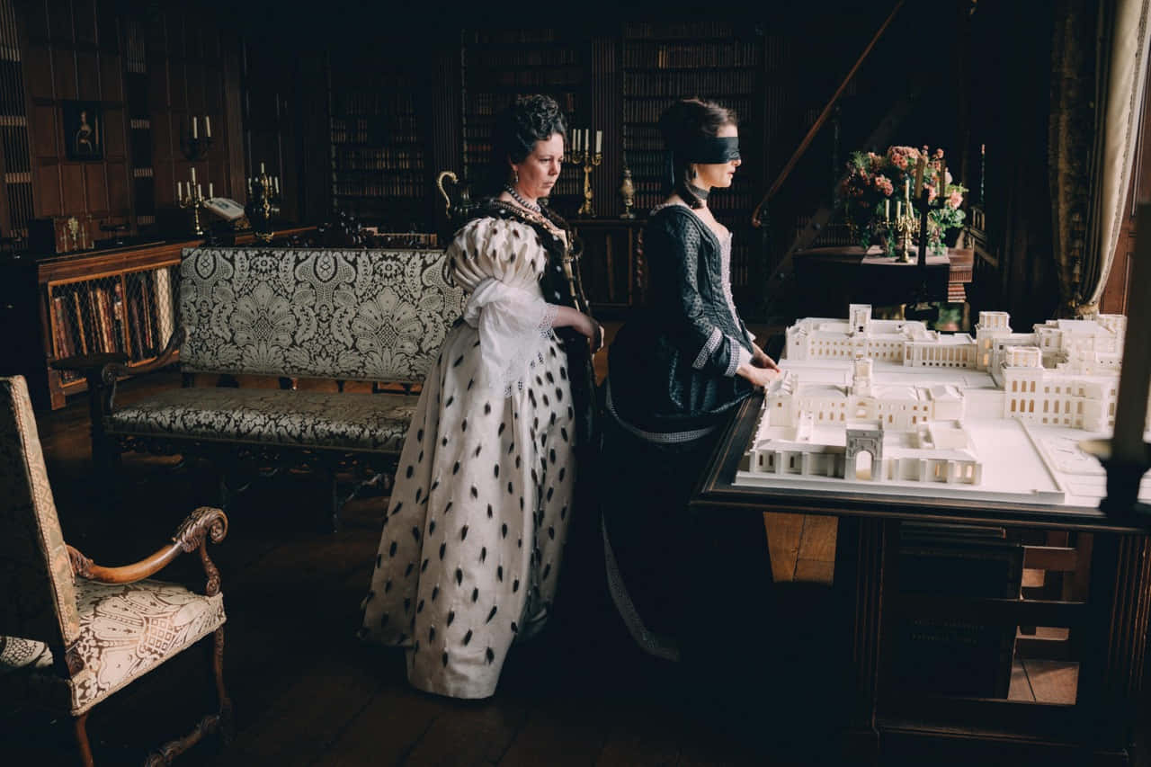 The Main Characters Of The Favourite: Queen Anne, Sarah Churchill, And Abigail Masham Wallpaper